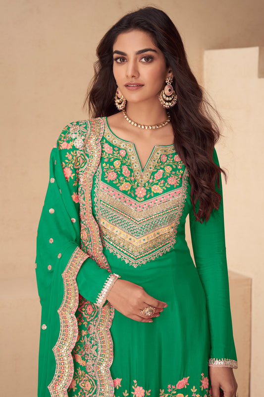 Green Readymade Embroidered Chinon Suit-SAR12047_2_SareeButa.com