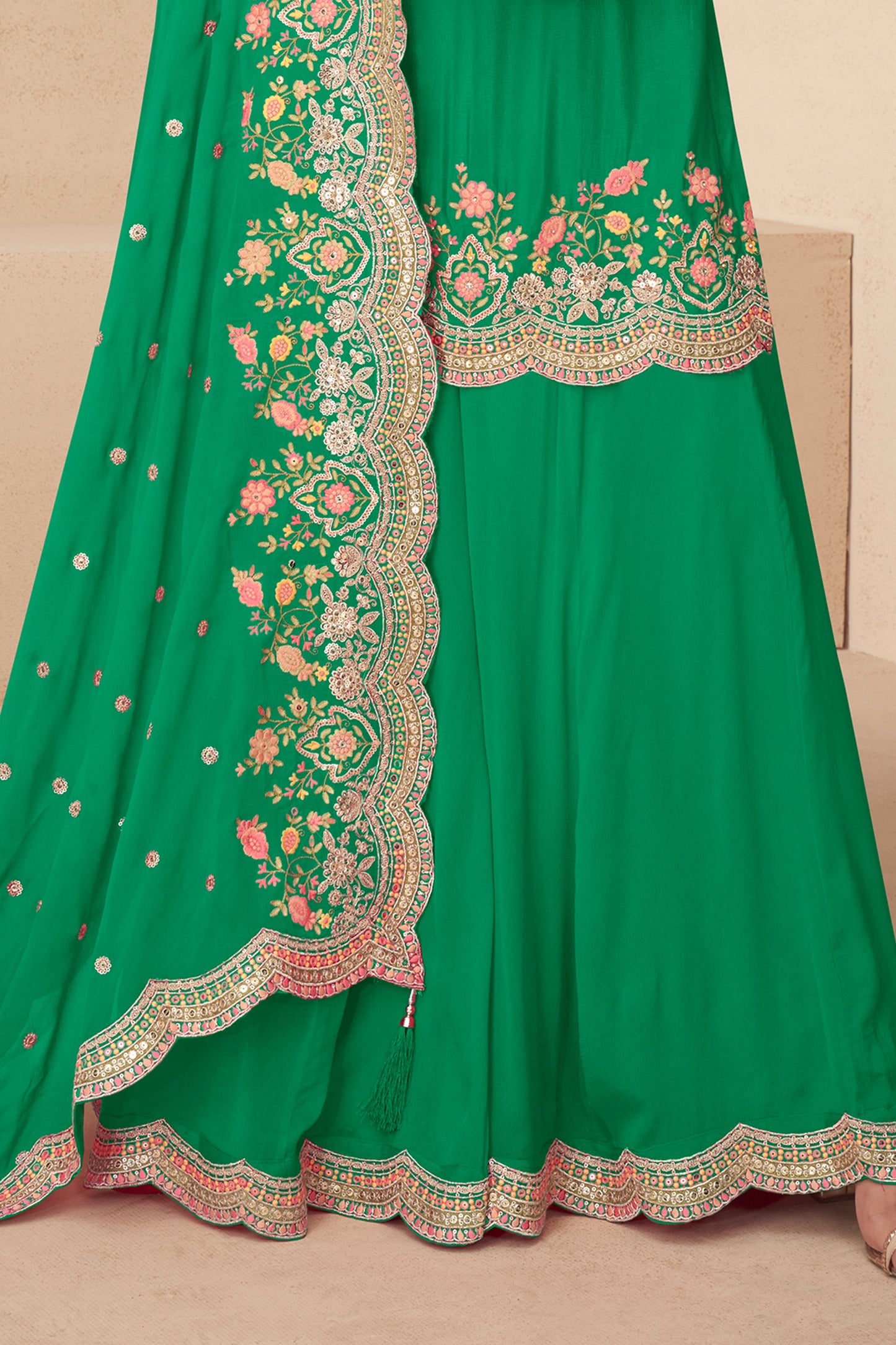 Green Readymade Embroidered Chinon Suit-SAR12047_4_SareeButa.com