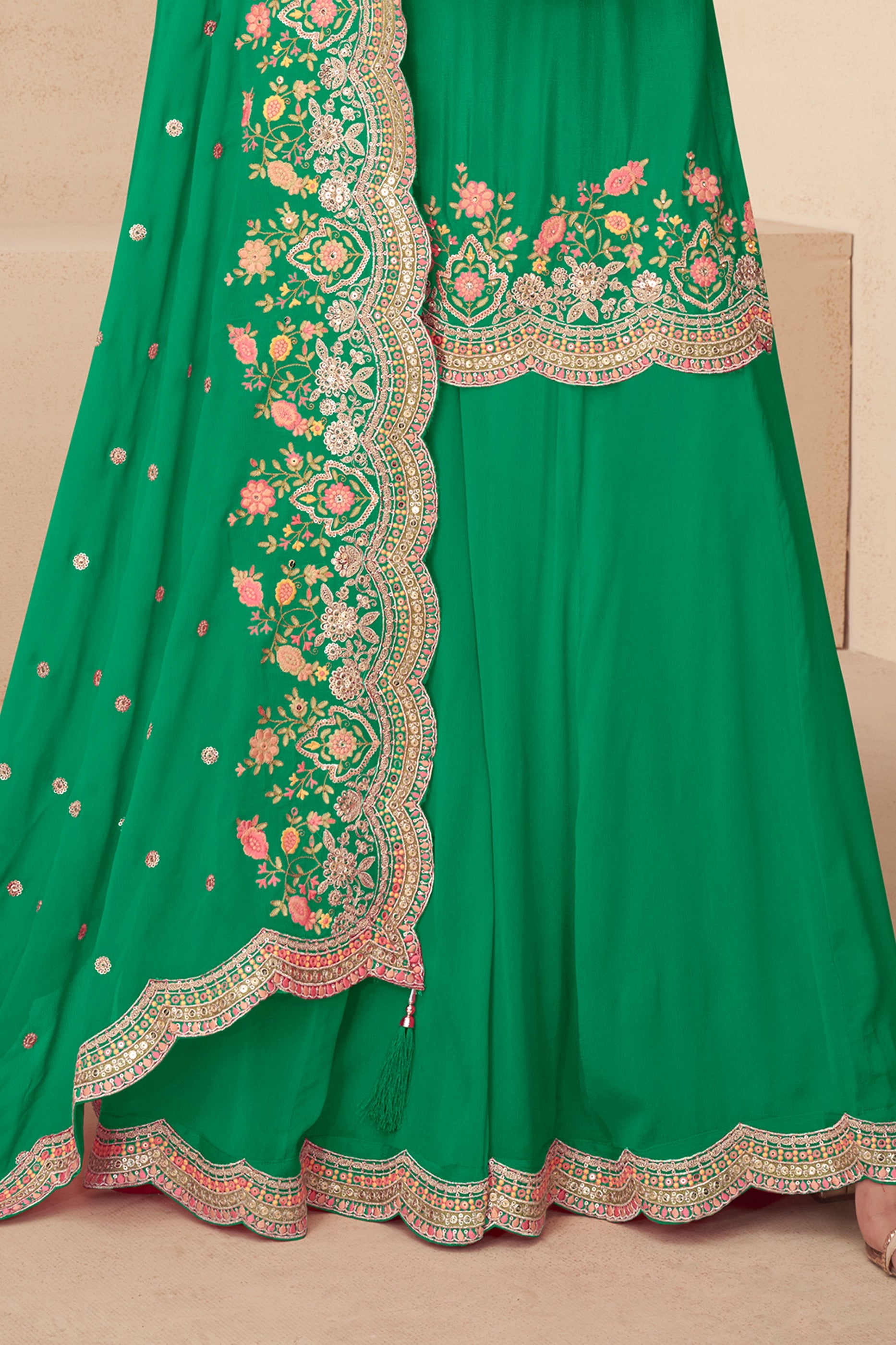 Green Readymade Embroidered Chinon Suit-SAR12047_4_SareeButa.com