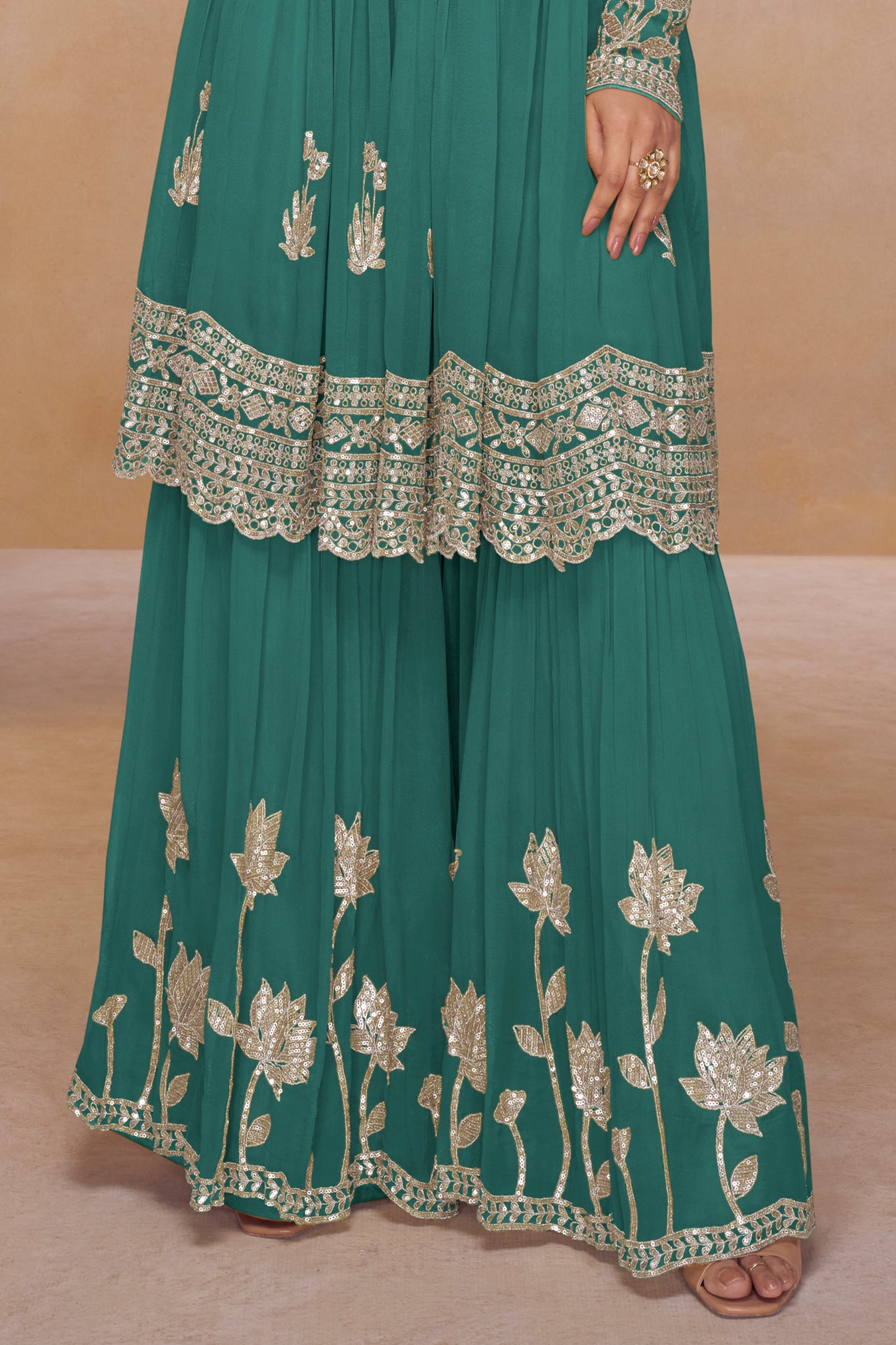 Green Readymade Embroidered Chinon Suit-SAR12200_4_SareeButa.com