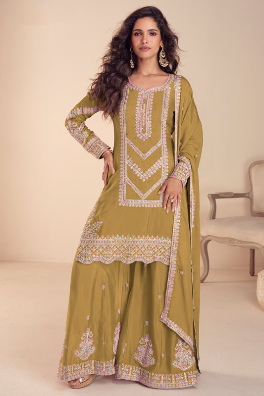 Green Readymade Embroidered Chinon Suit-SAR12202_1_SareeButa.com