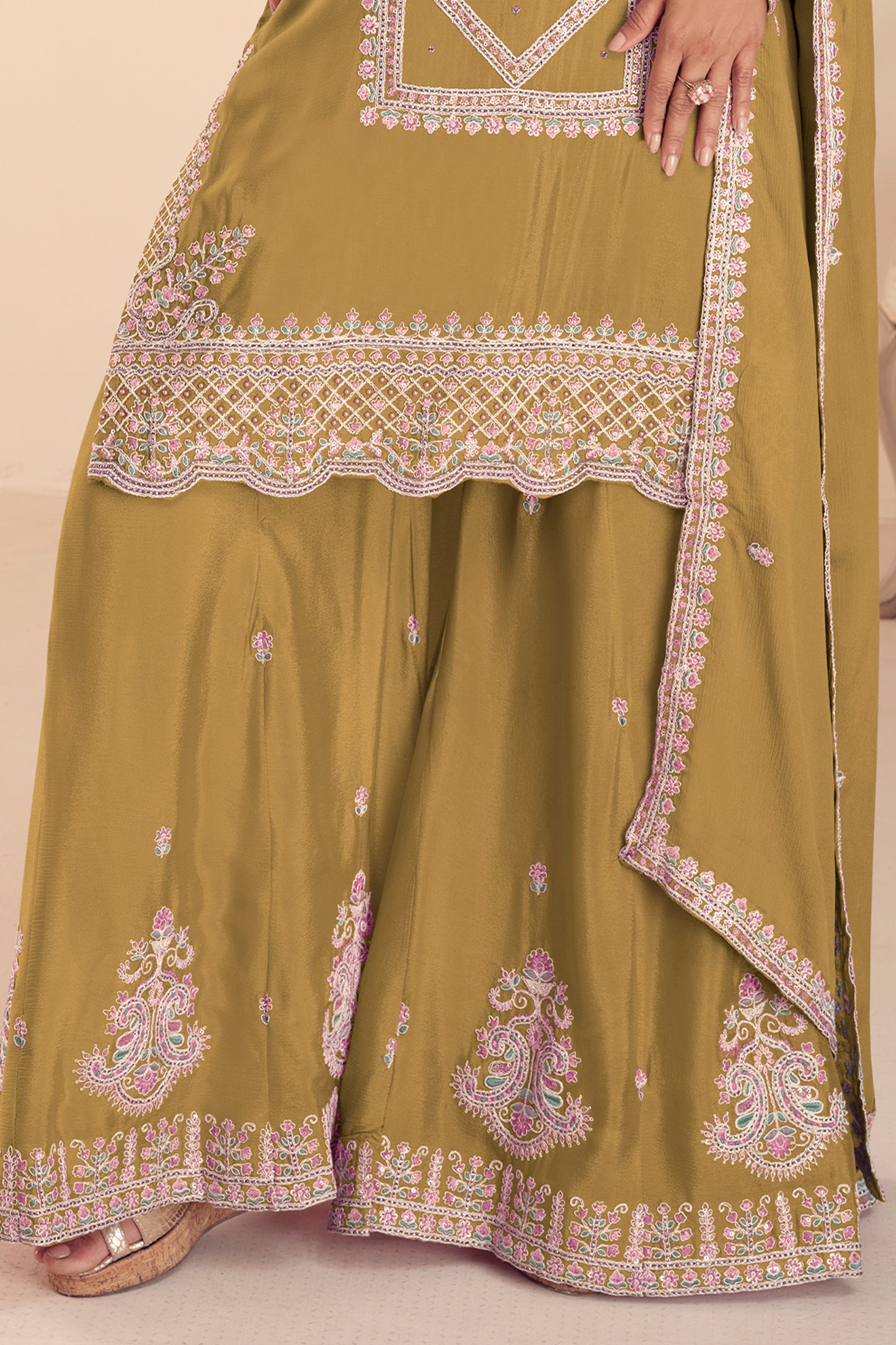 Green Readymade Embroidered Chinon Suit-SAR12202_4_SareeButa.com