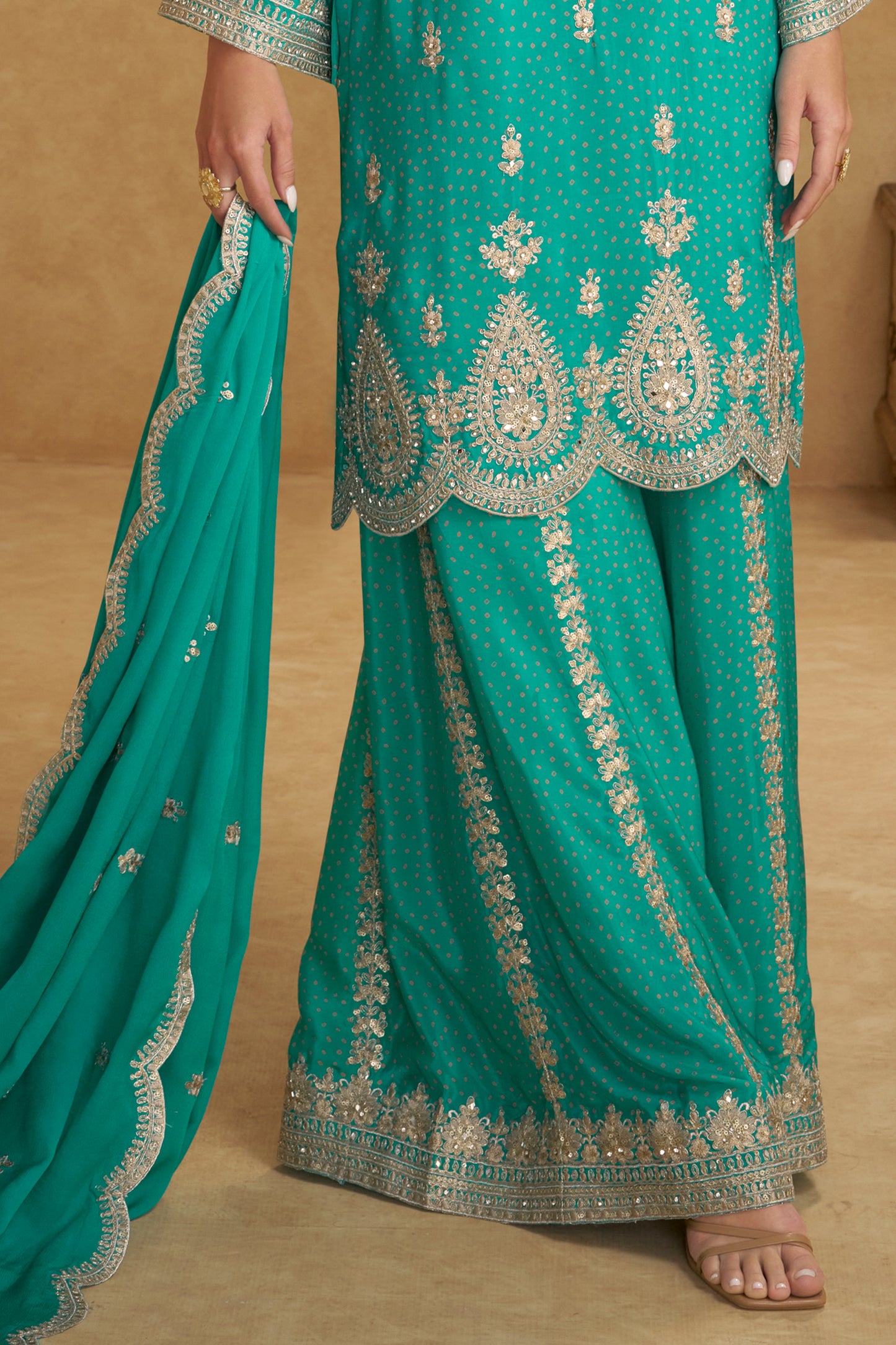 Green Readymade Embroidered Chinon Suit-SAR12501_5_SareeButa.com