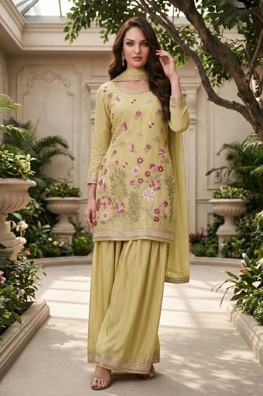 Green Readymade Embroidered Chinon Suit-SAR12801_2_SareeButa.com
