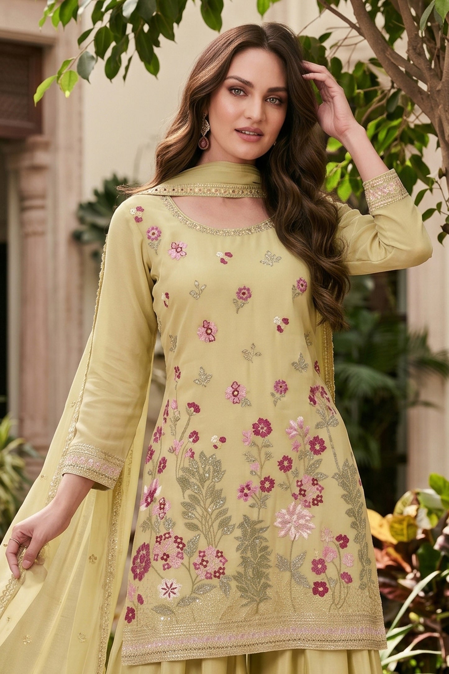 Green Readymade Embroidered Chinon Suit-SAR12801_3_SareeButa.com