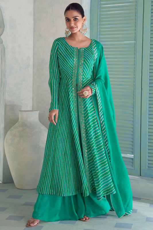 Green Readymade Embroidered Chinon Suit-SAR13074_1_SareeButa.com