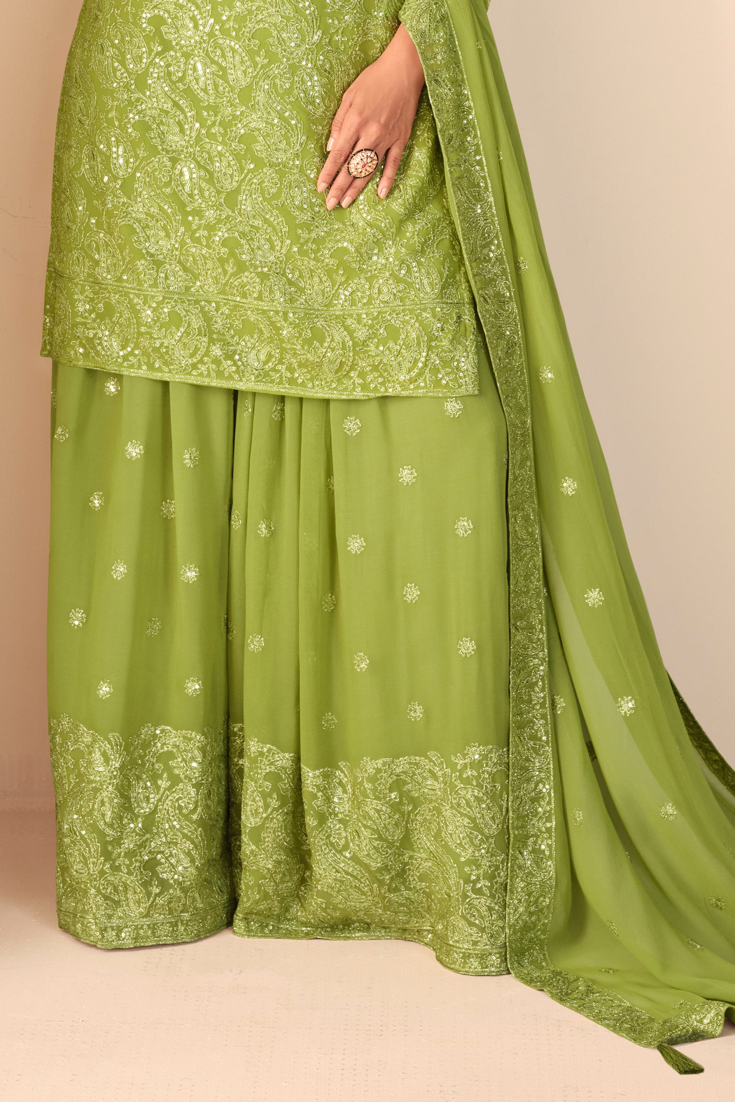 Green Readymade Embroidered Georgette Suit-SAR12229_4_SareeButa.com