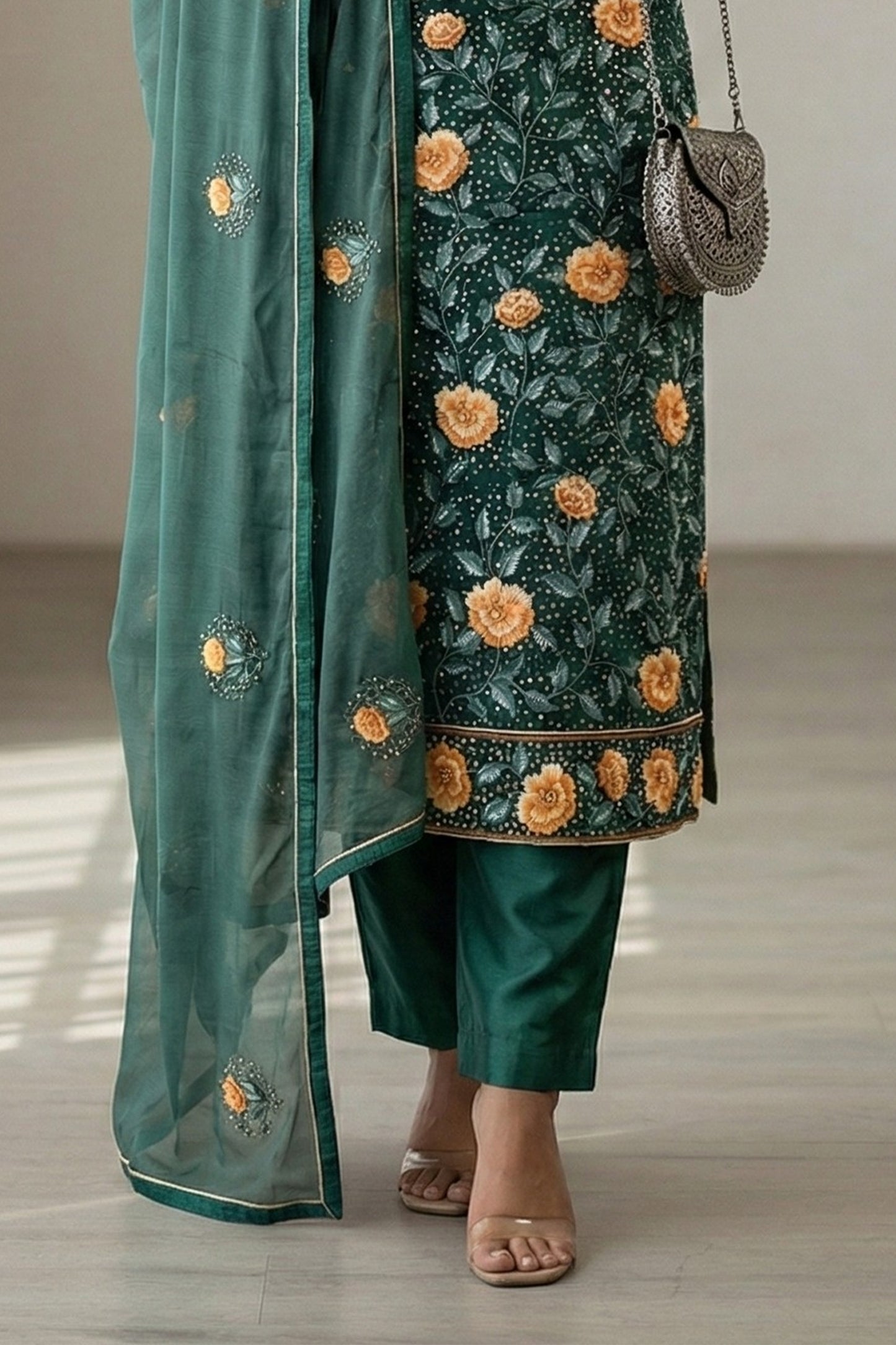 Green Readymade Embroidered Georgette Suit-SAR12762_4_SareeButa.com