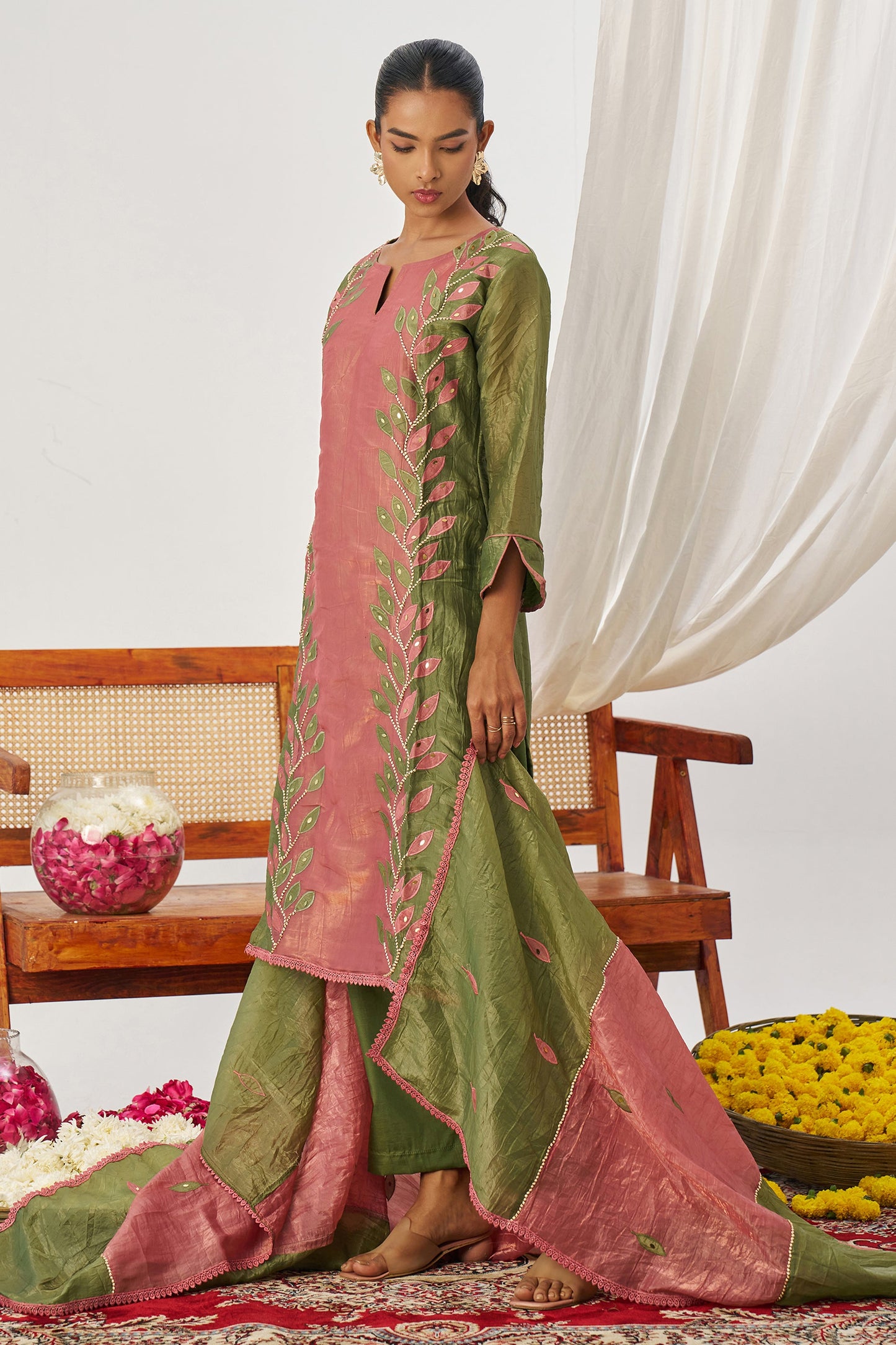 Green Readymade Embroidered Organza Suit-SAR11635_3_SareeButa.com