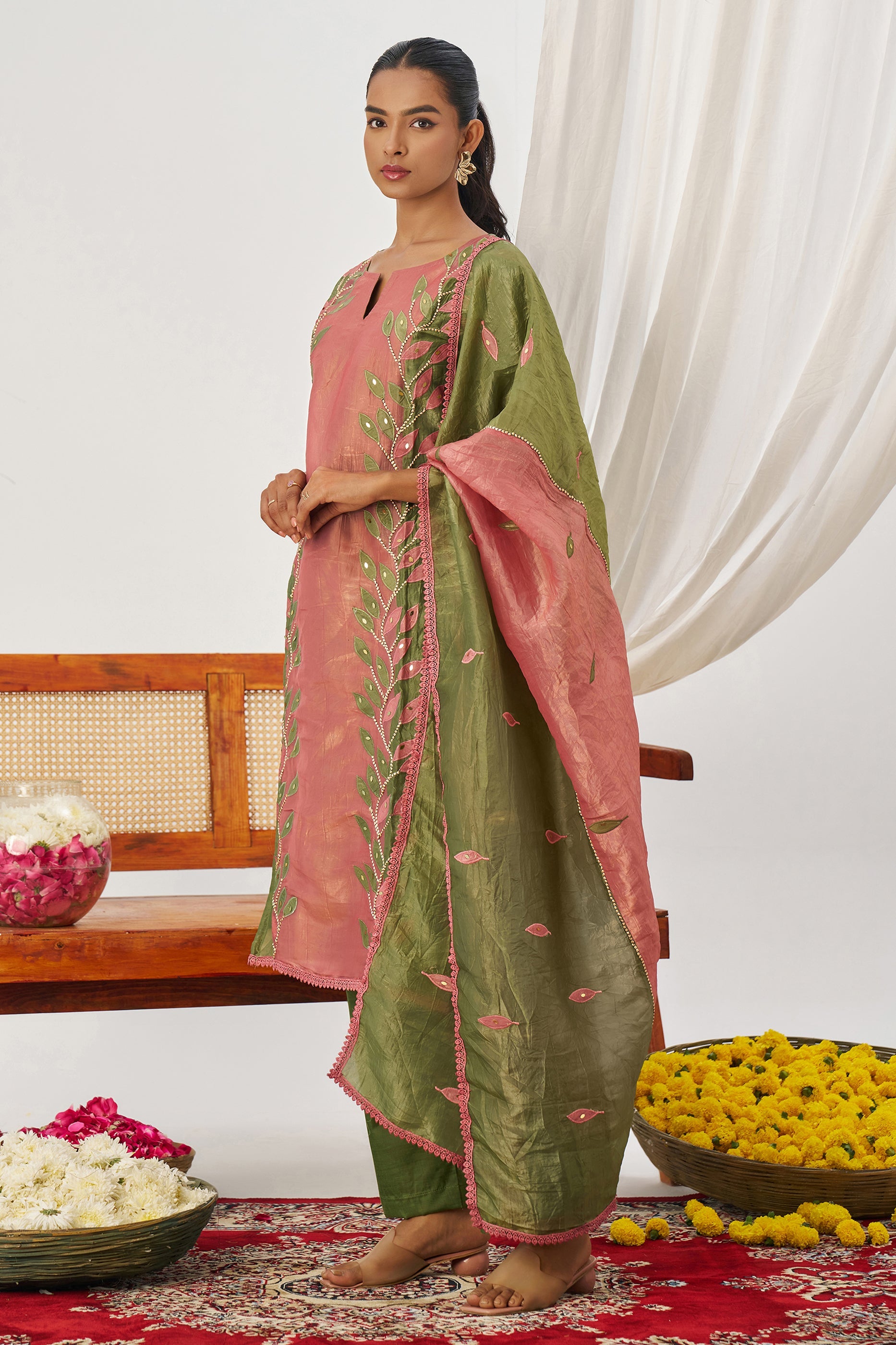 Green Readymade Embroidered Organza Suit-SAR11635_4_SareeButa.com