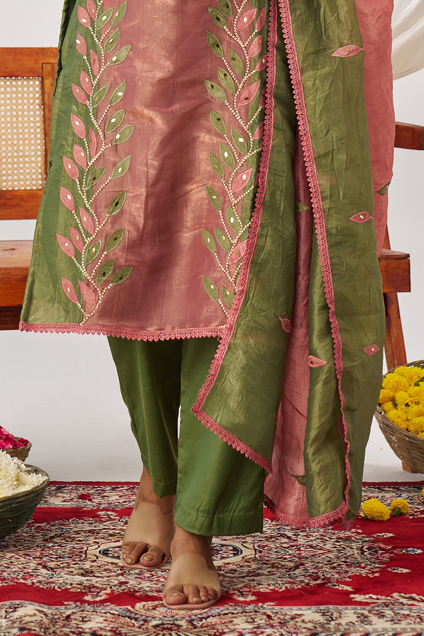 Green Readymade Embroidered Organza Suit-SAR11635_5_SareeButa.com