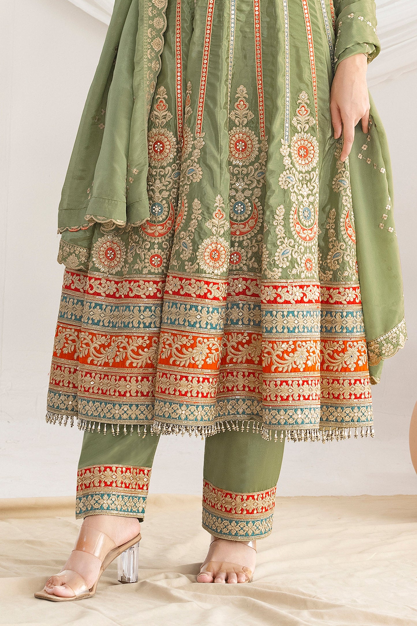 Green Readymade Embroidered Silk Anarkali Suit-SAR11110_4_SareeButa.com