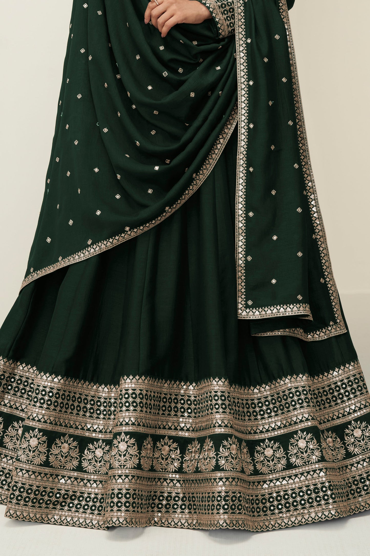 Green Readymade Embroidered Silk Gown With Dupatta-SAR10773_4_SareeButa.com