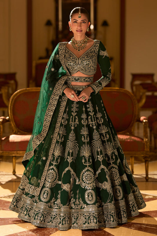 Green Readymade Embroidered Silk Lehenga-SAR11487_1_SareeButa.com