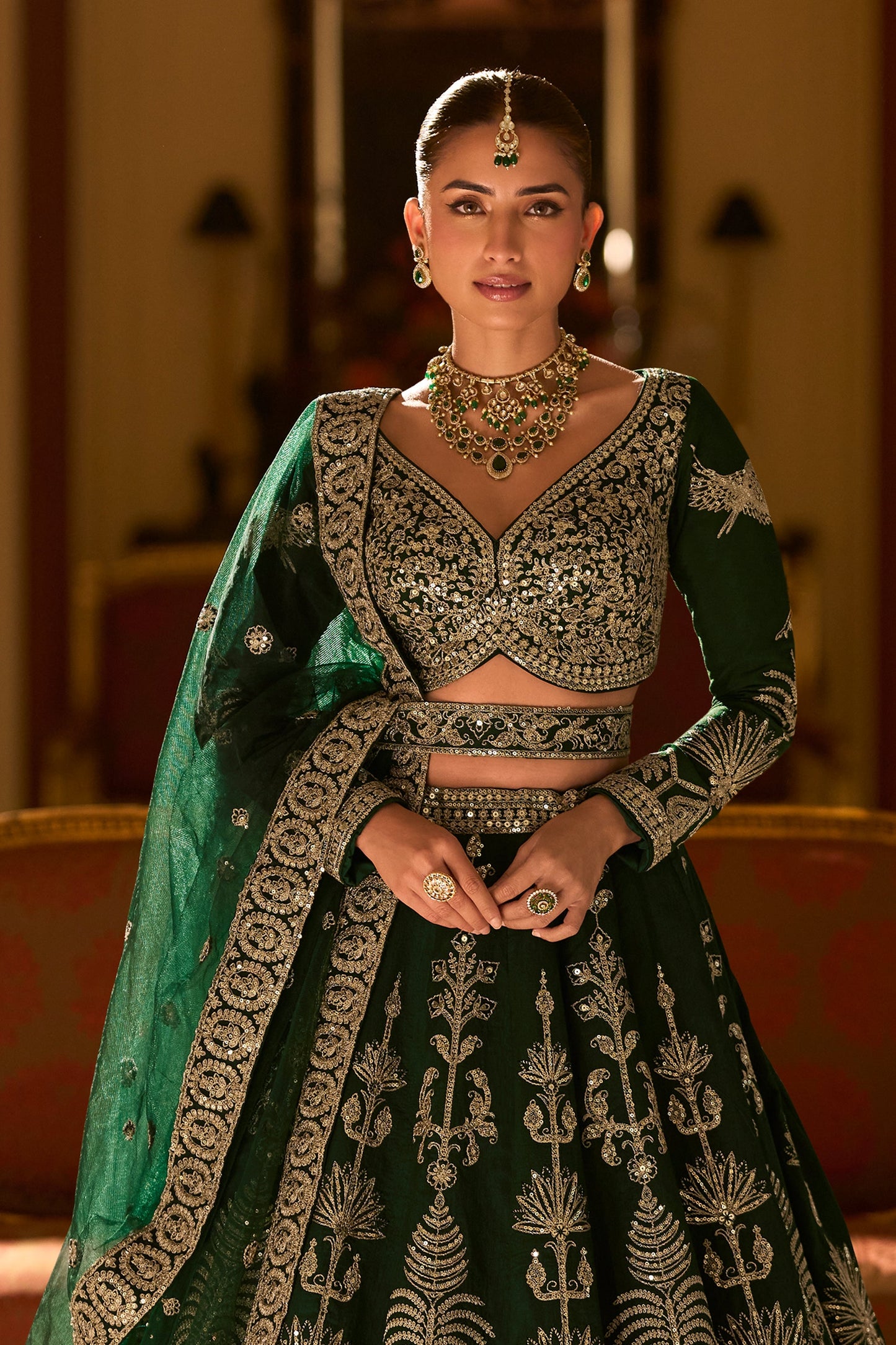 Green Readymade Embroidered Silk Lehenga-SAR11487_5_SareeButa.com