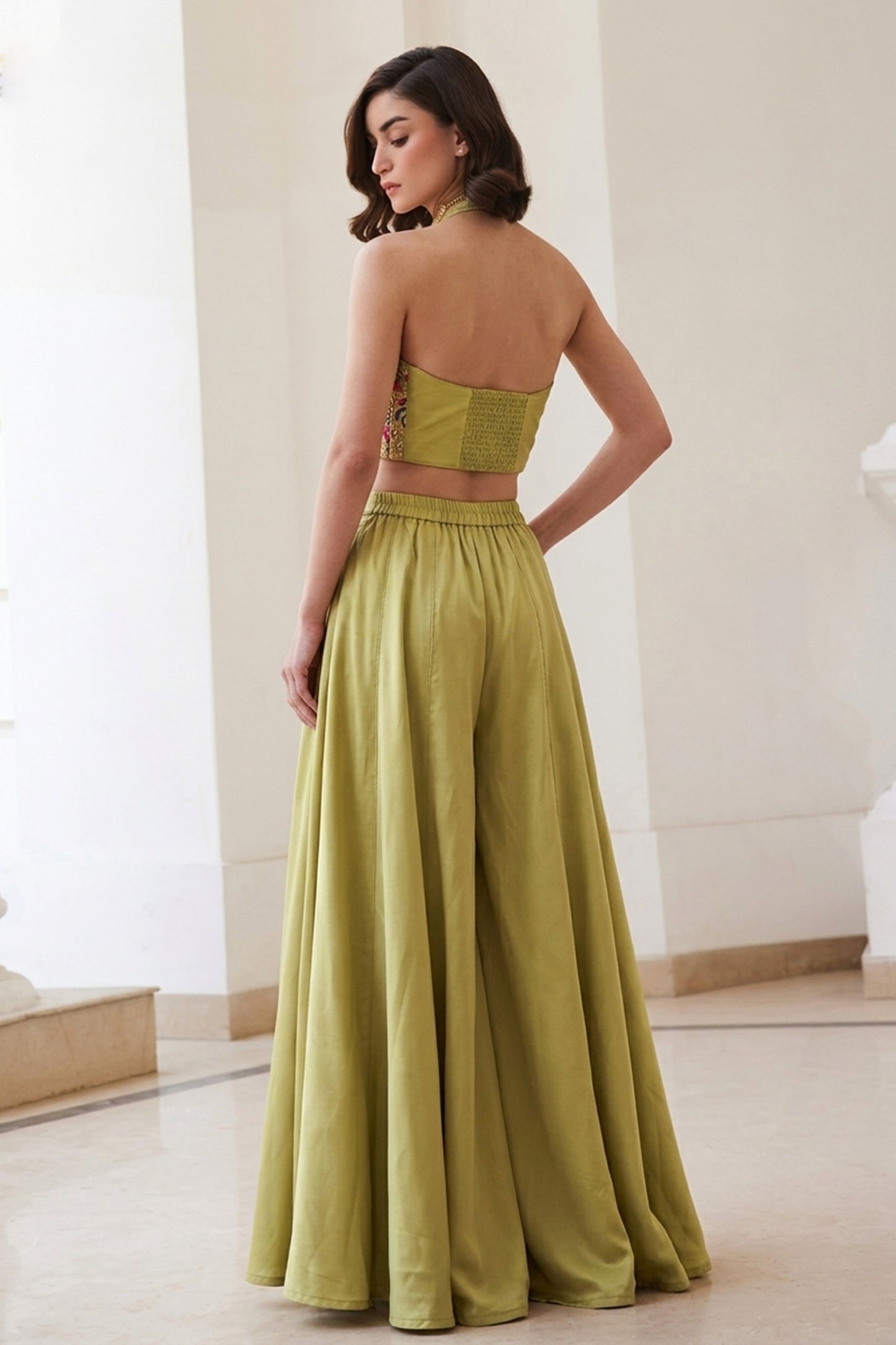 Green Readymade Embroidered Silk Palazzo Set-SAR12767_4_SareeButa.com