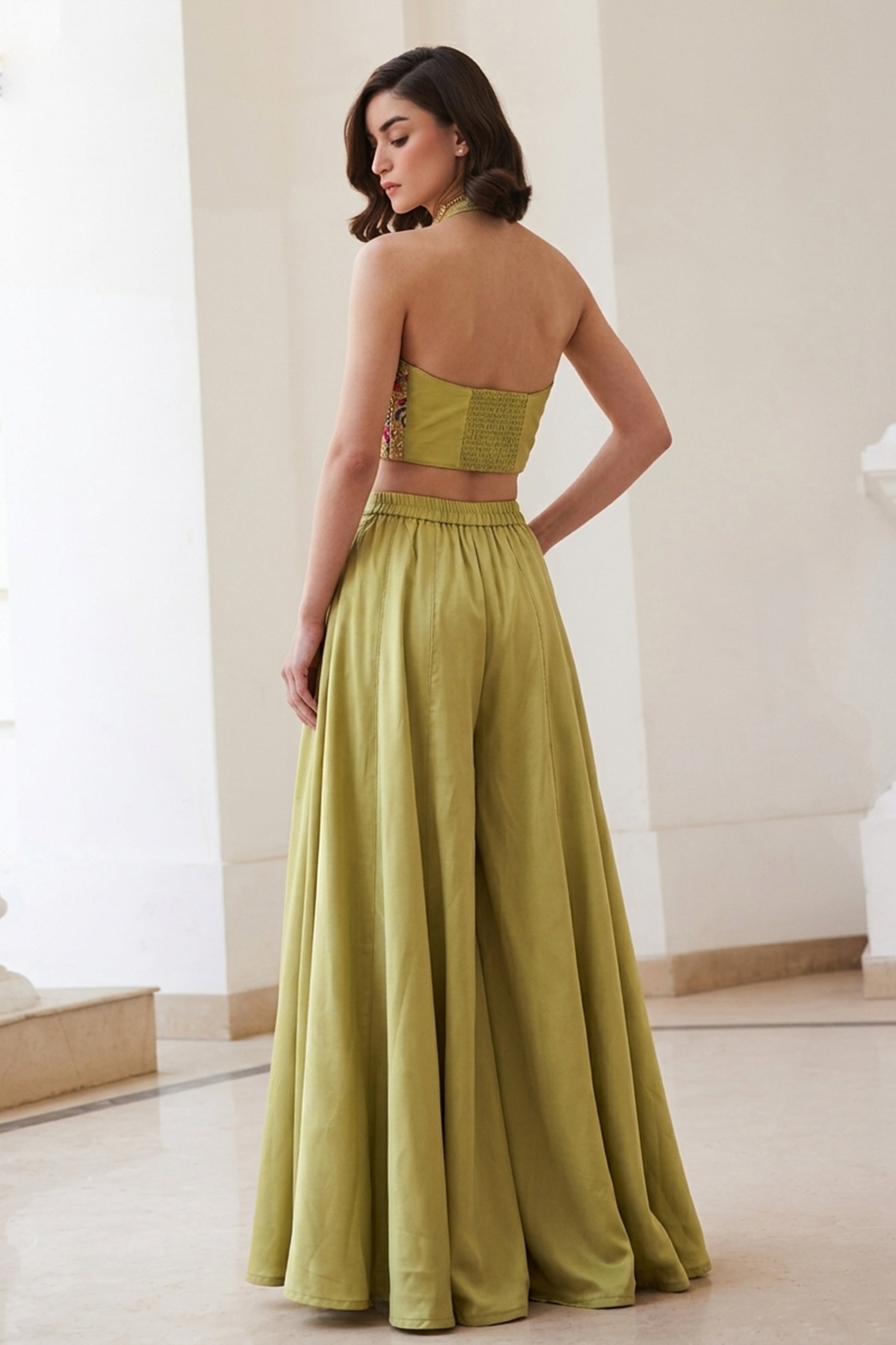 Green Readymade Embroidered Silk Palazzo Set-SAR12767_4_SareeButa.com
