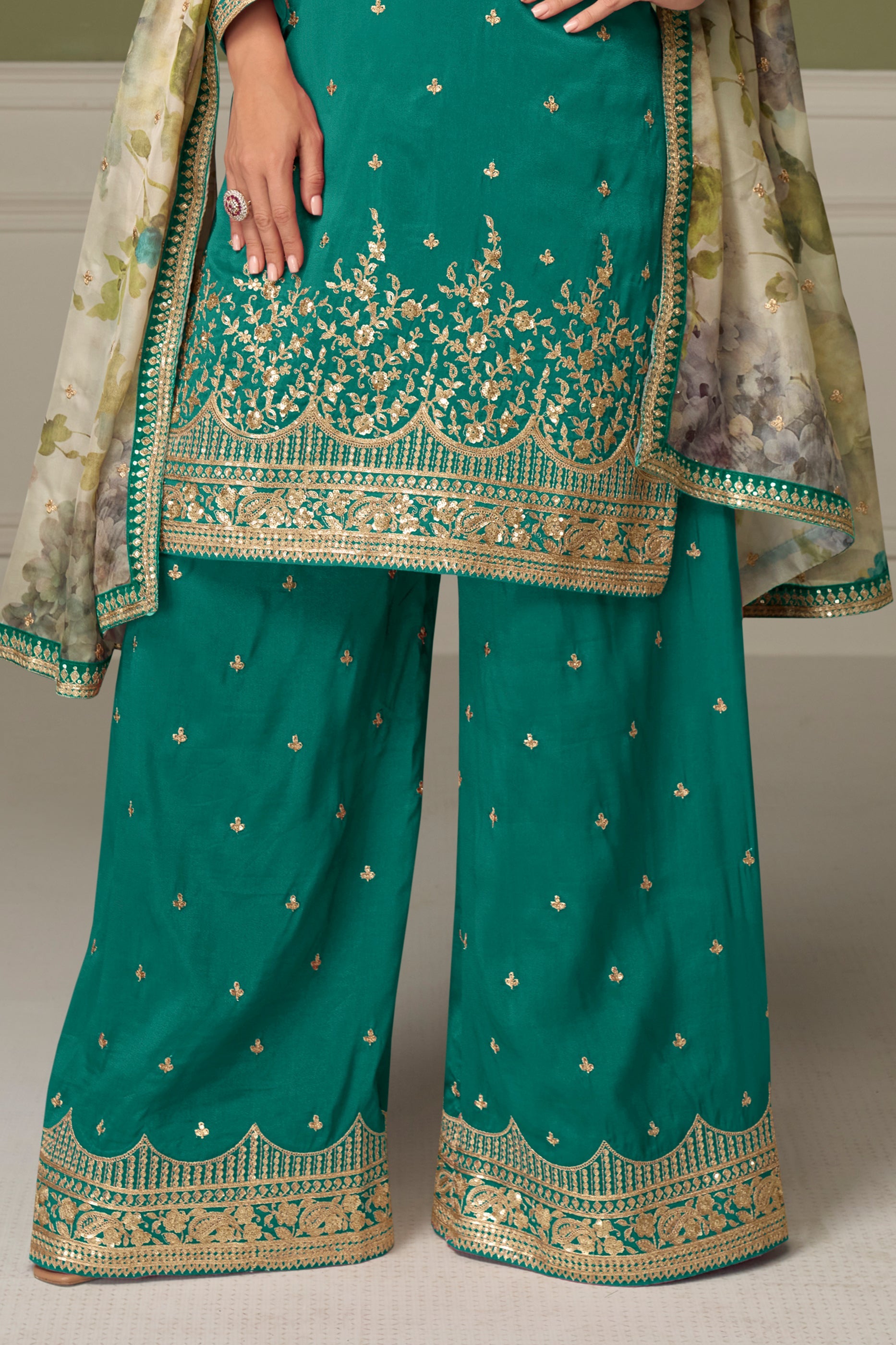 Green Readymade Embroidered Silk Suit-SAR10503_4_SareeButa.com