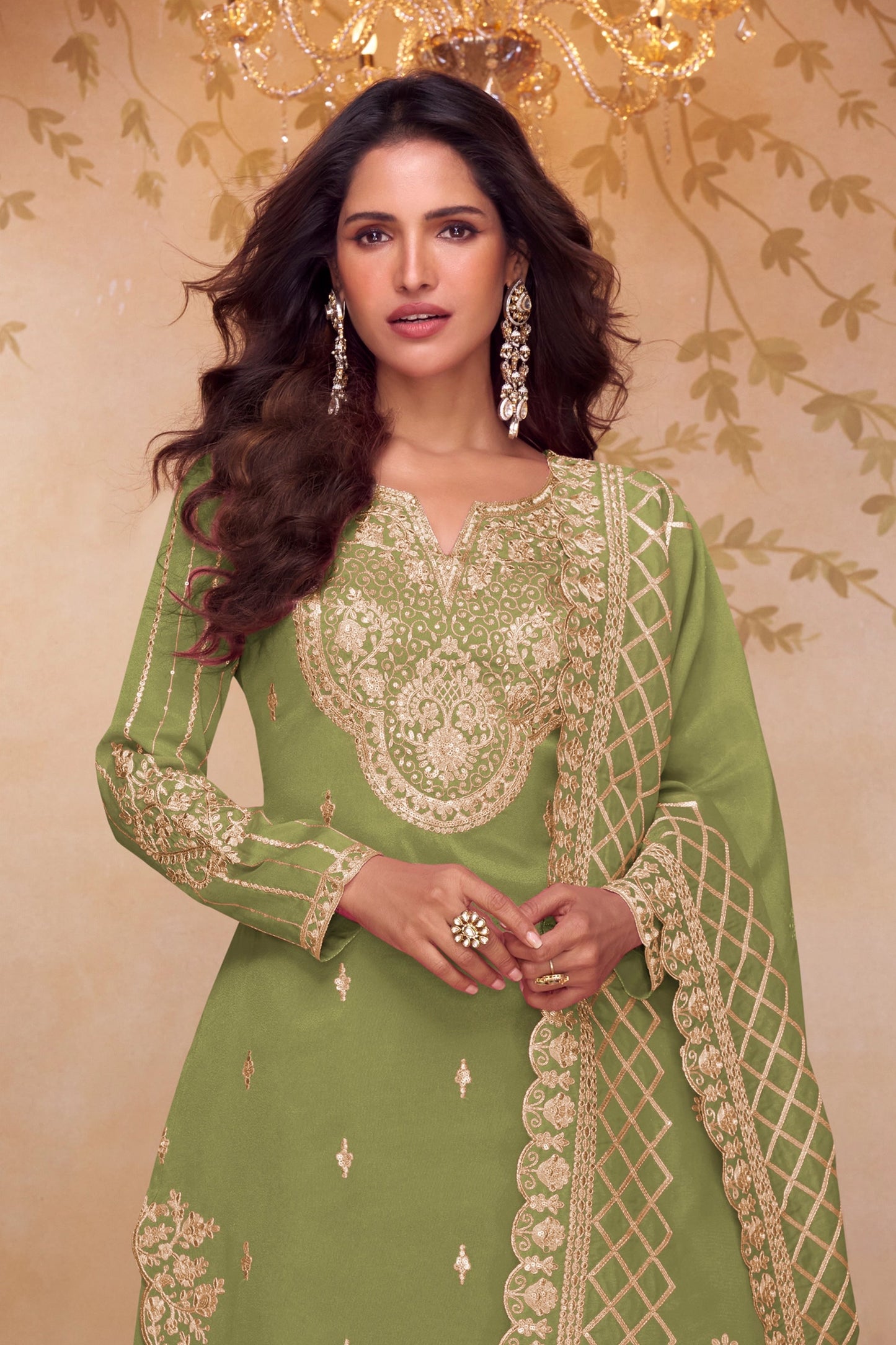 Green Readymade Embroidered Simar Silk Palazzo Suit-SAR11085_4_SareeButa.com