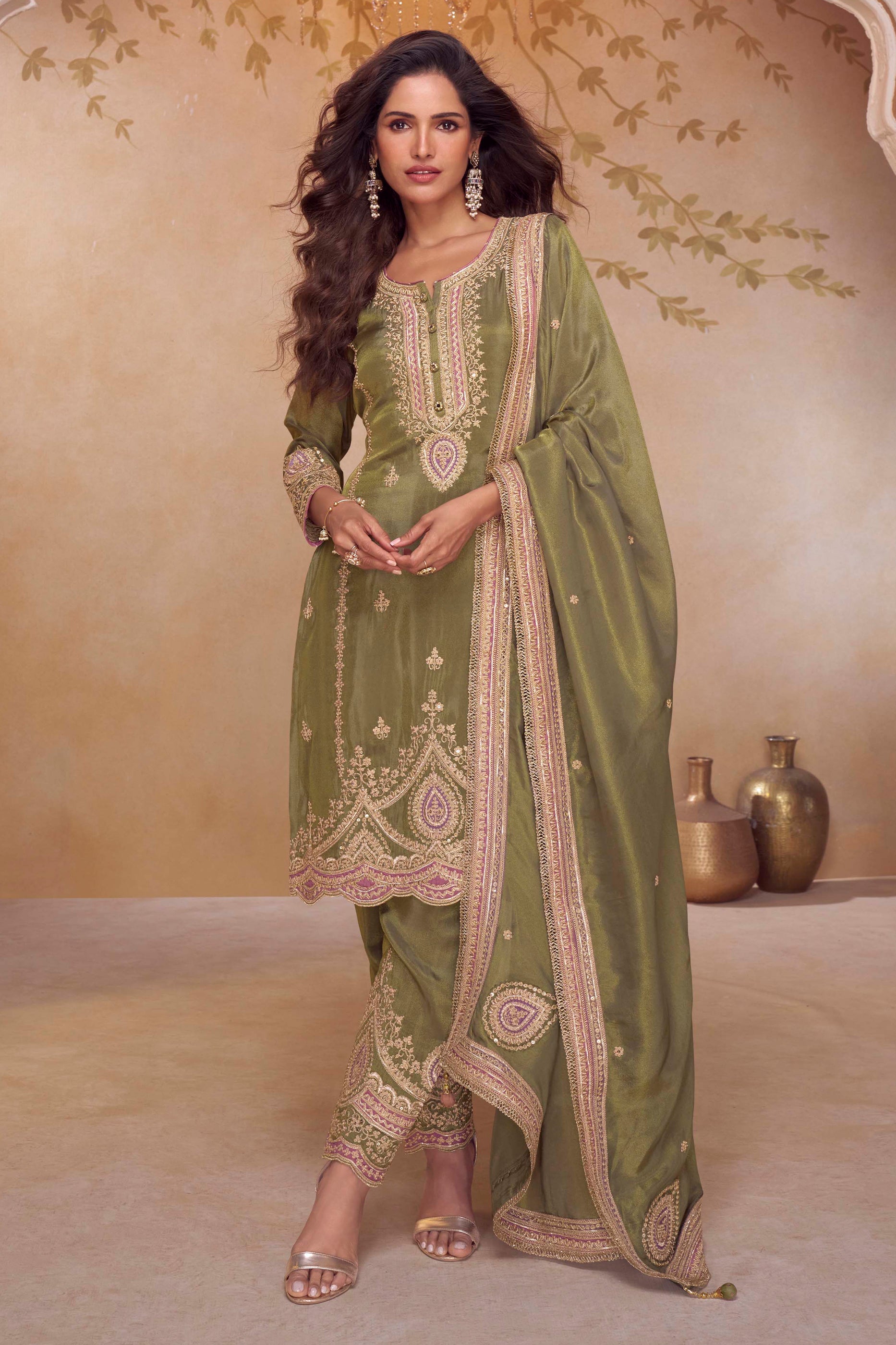 Green Readymade Embroidered Simar Silk Suit-SAR10646_1_SareeButa.com