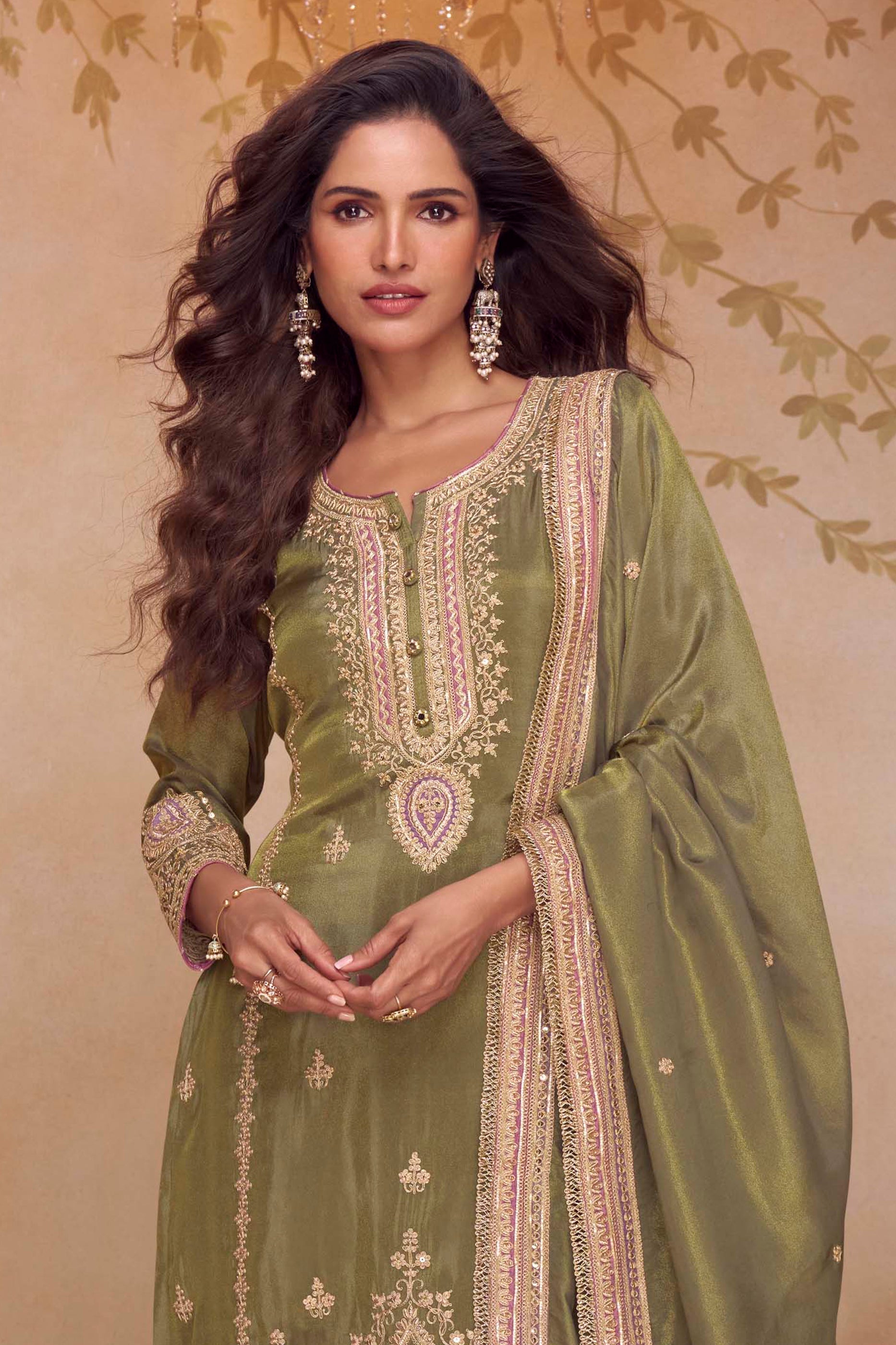 Green Readymade Embroidered Simar Silk Suit-SAR10646_4_SareeButa.com