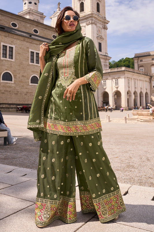 Green Readymade Embroidered Simar Silk Suit-SAR10793_1_SareeButa.com