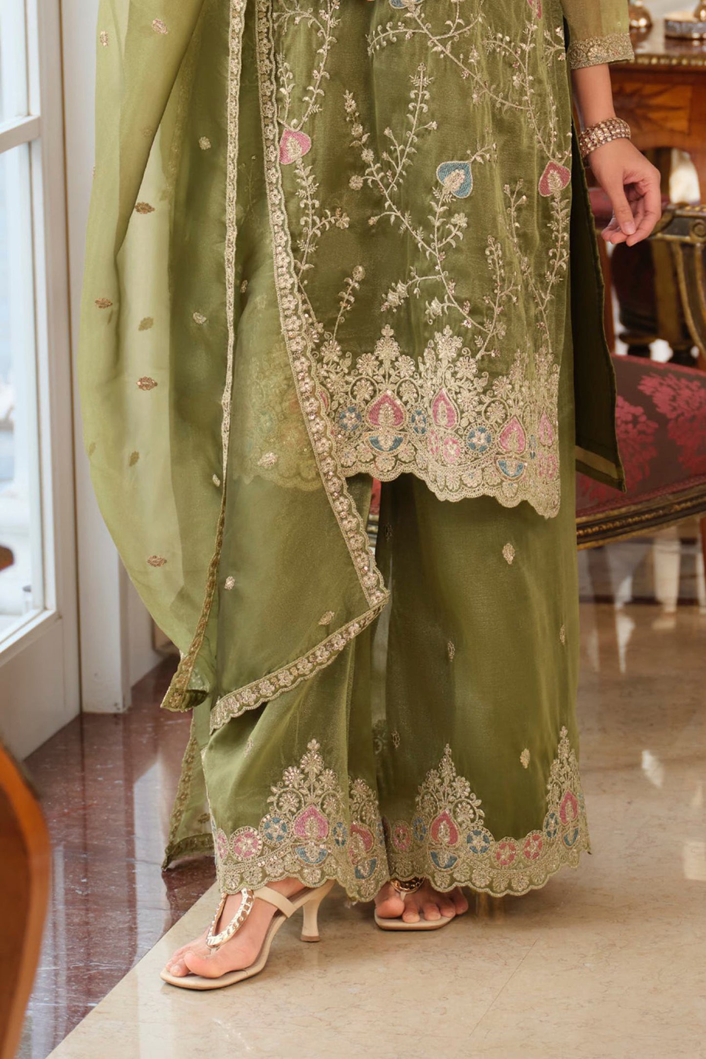 Green Readymade Embroidered Simar Silk Suit-SAR11989_5_SareeButa.com