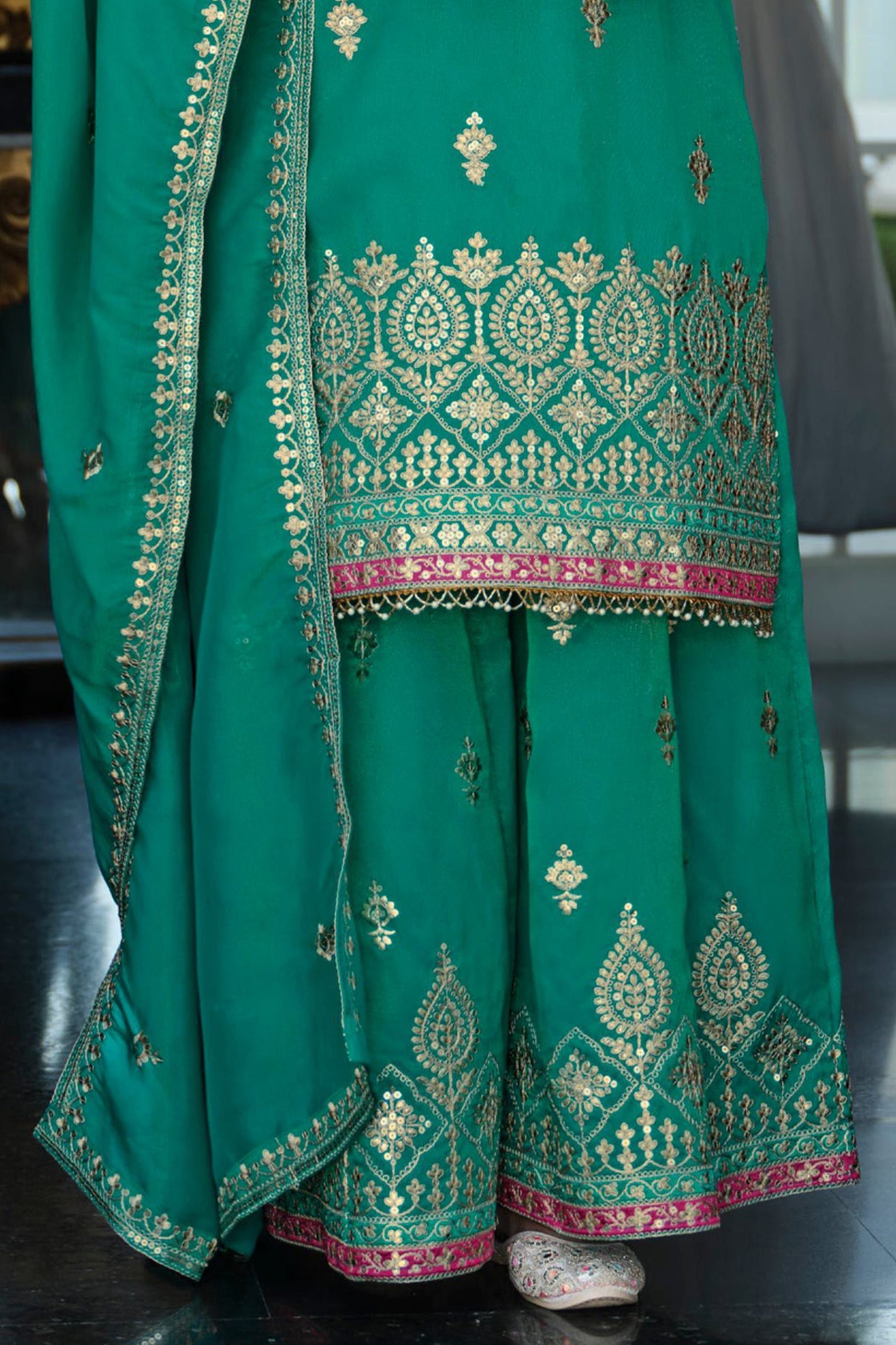 Green Readymade Embroidered Simar Silk Suit-SAR12128_5_SareeButa.com