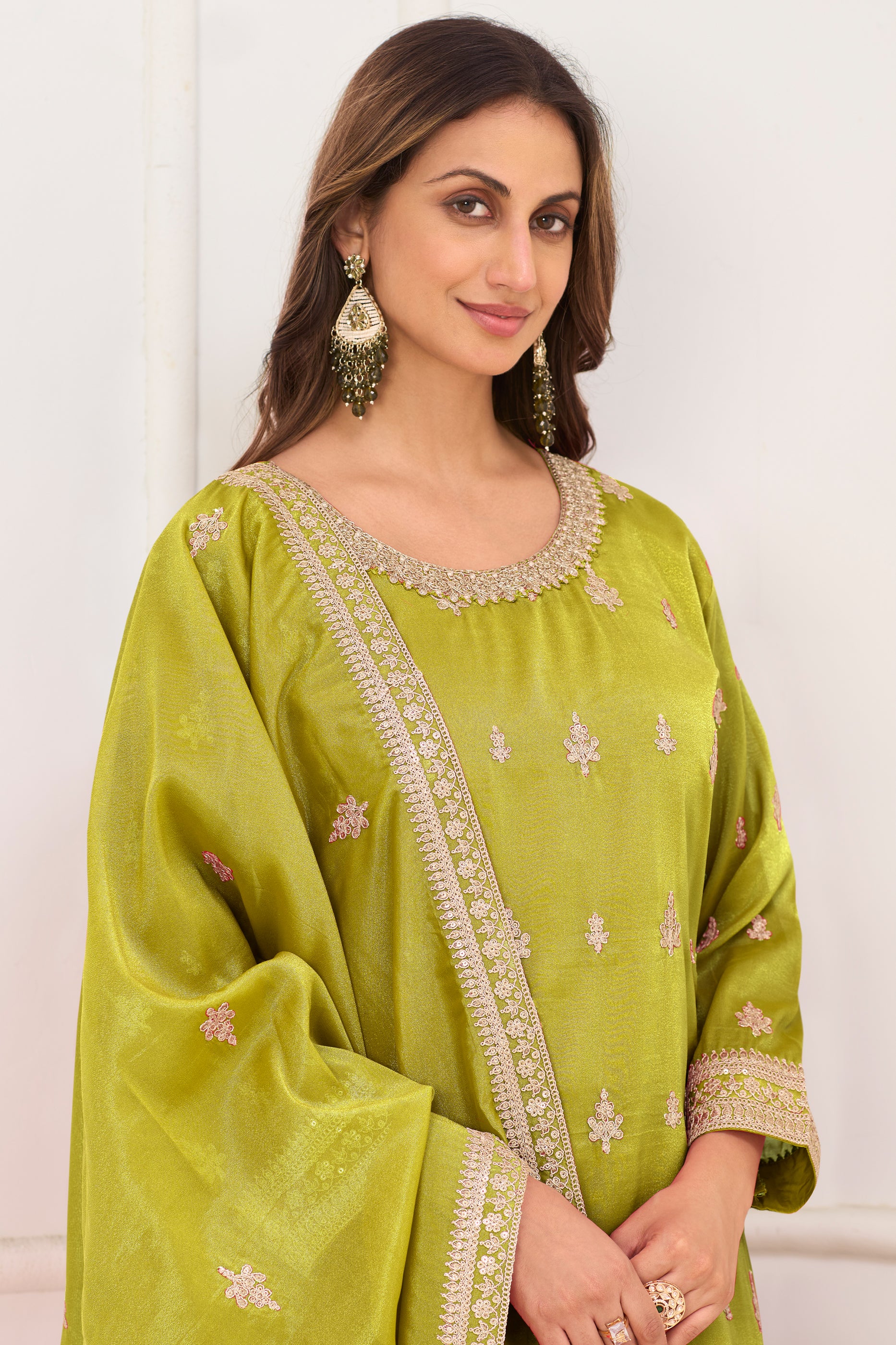 Green Readymade Embroidered Simar Silk Suit-SAR12226_2_SareeButa.com