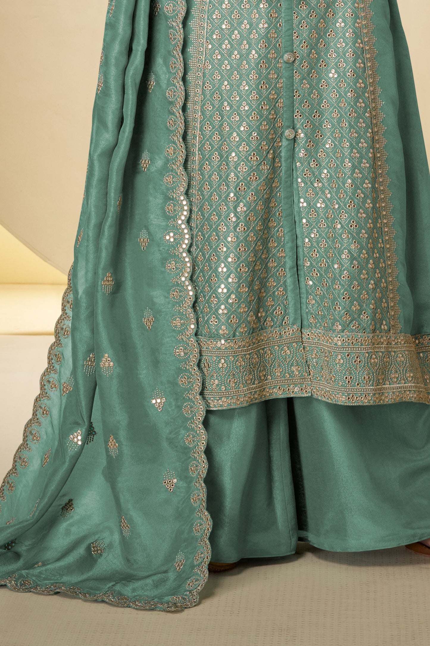 Green Readymade Embroidered Simar Silk Suit-SAR12230_4_SareeButa.com