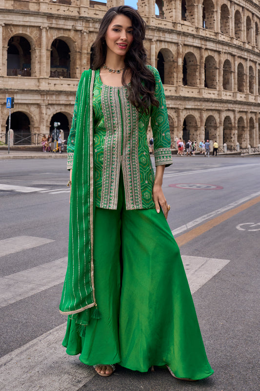 Green Readymade Embroidered Simar Silk Suit-SAR13084_1_SareeButa.com