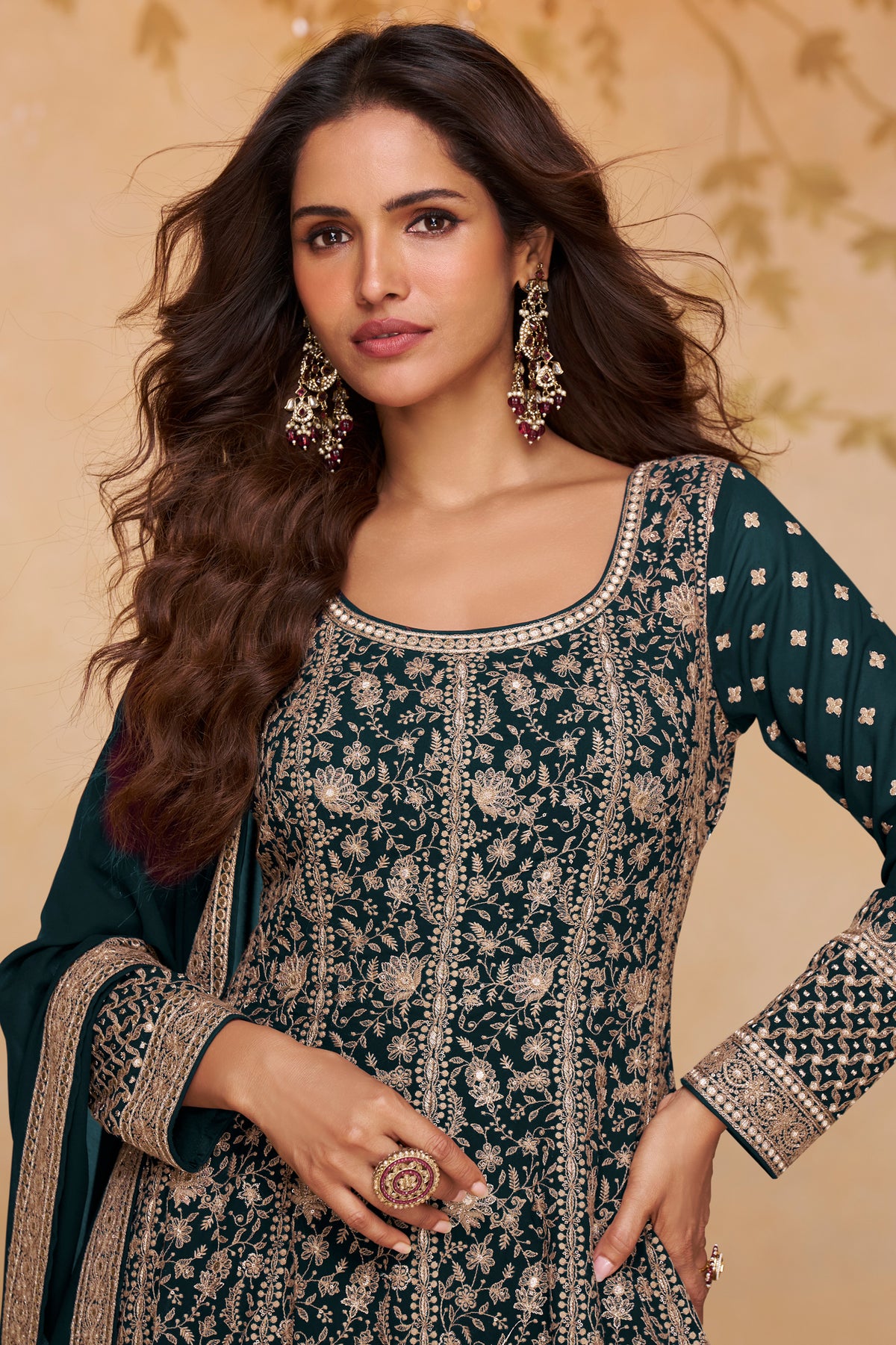 Green Readymade Georgette Gown with Dupatta-SAR13328_2_SareeButa.com