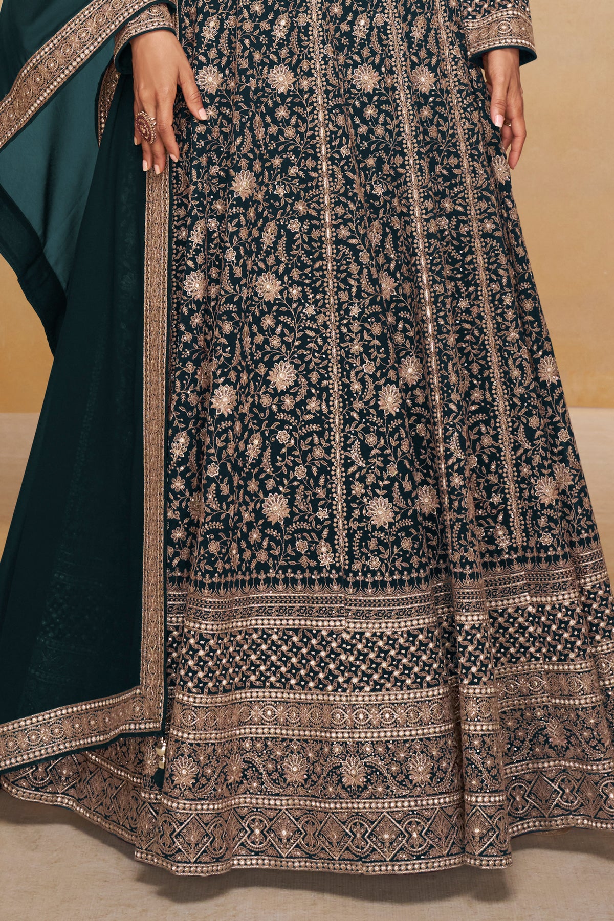 Green Readymade Georgette Gown with Dupatta-SAR13328_4_SareeButa.com