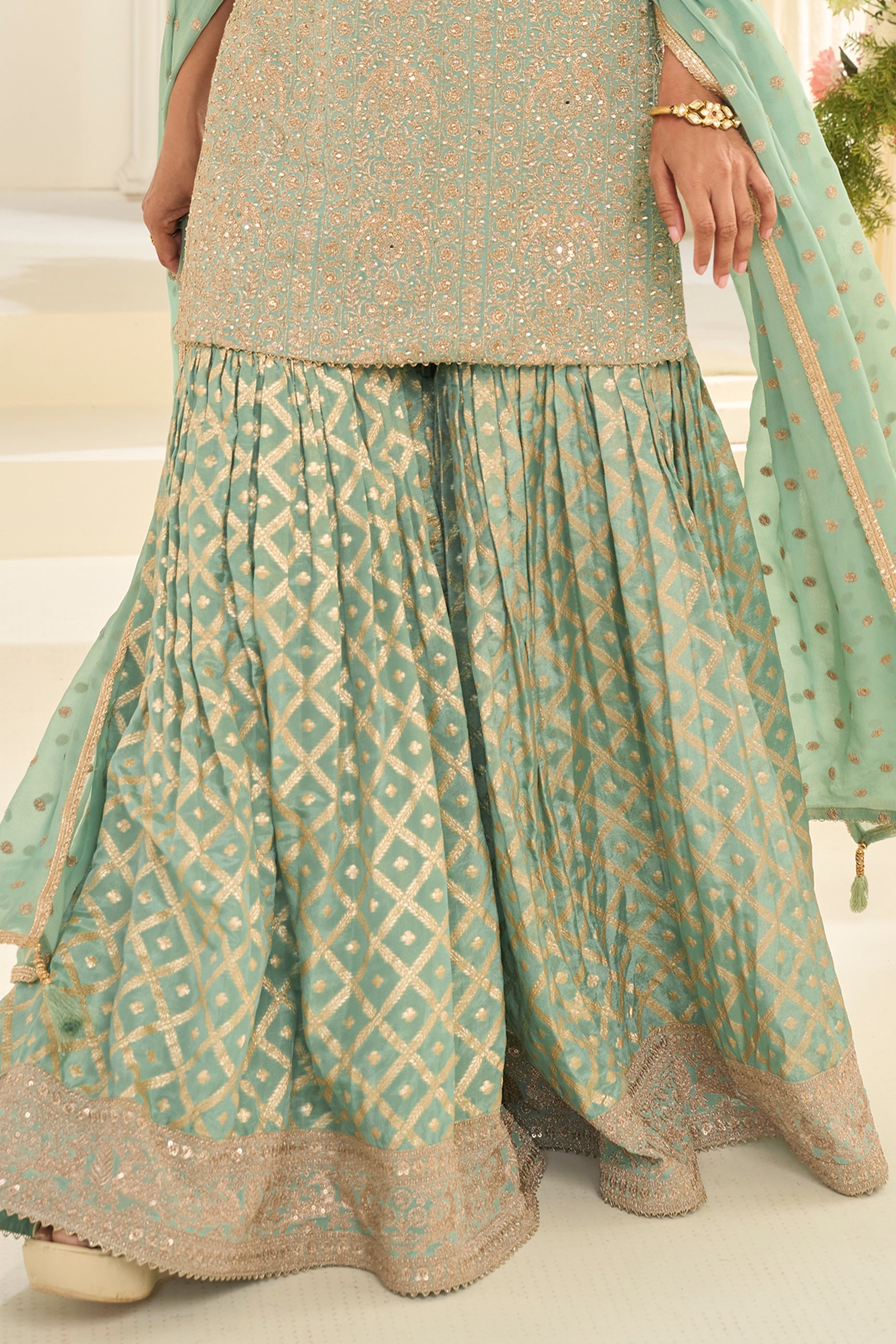 Green Readymade Georgette Sharara Suit-SAR12117_5_SareeButa.com