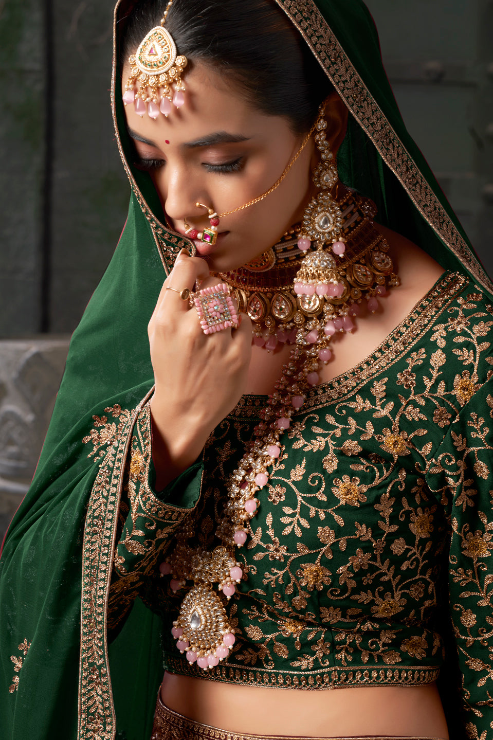 Green Readymade Heavy Work Georgette Lehenga-LC122_2_SareeButa.com