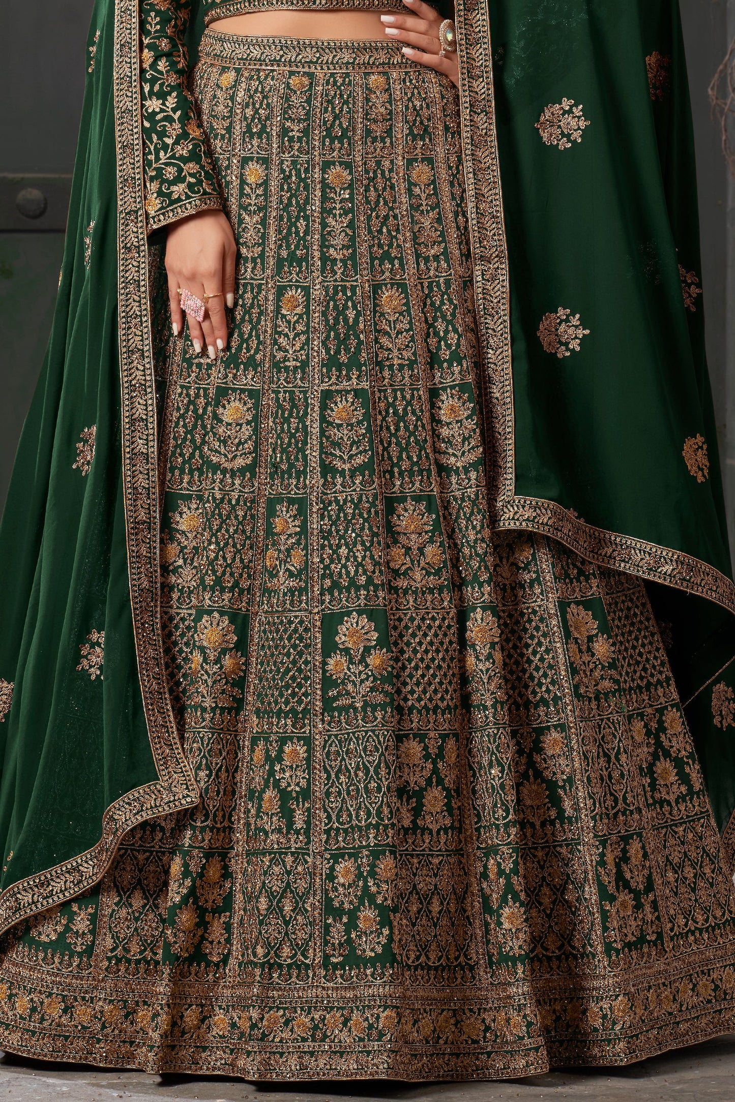 Green Readymade Heavy Work Georgette Lehenga-LC122_5_SareeButa.com