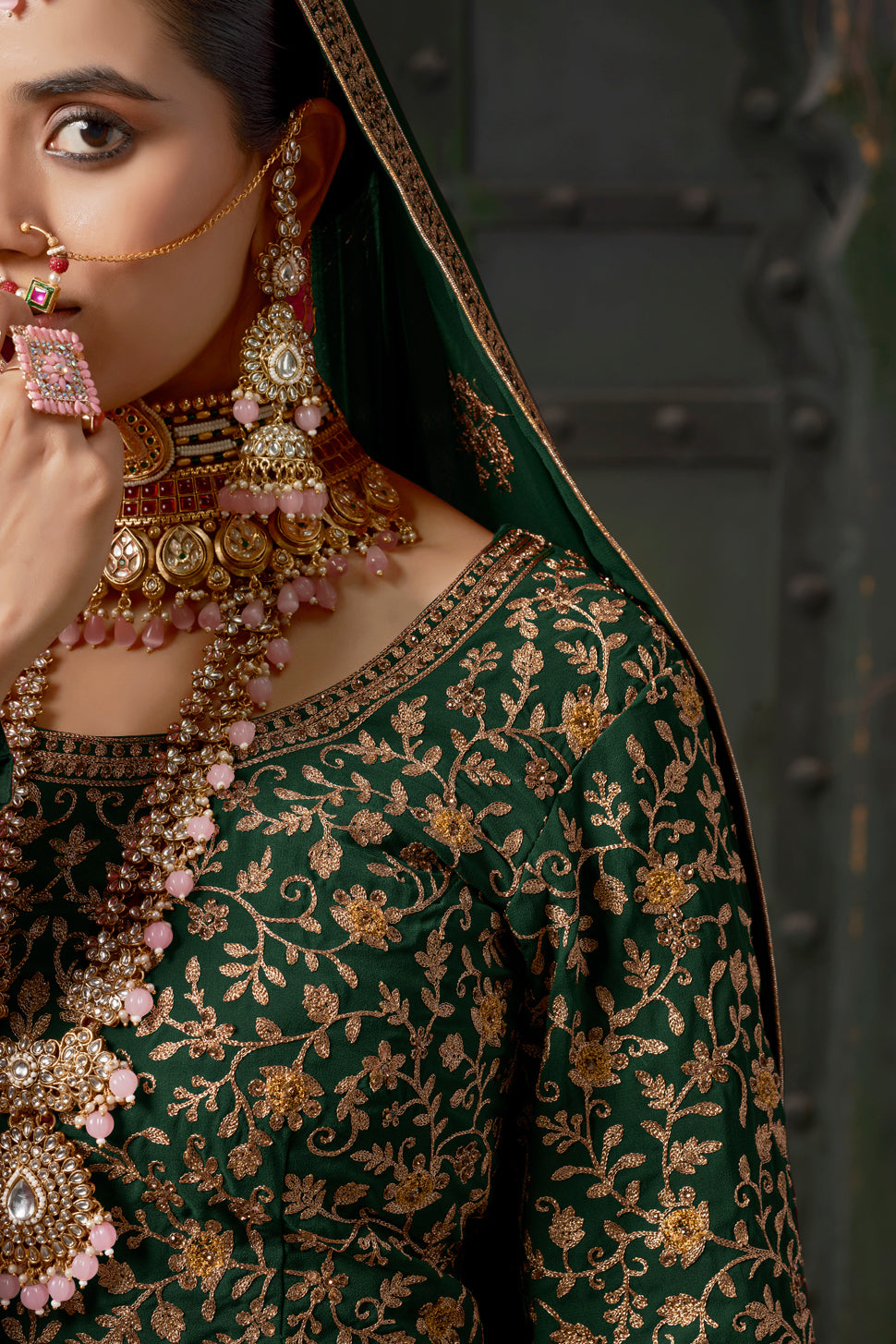 Green Readymade Heavy Work Georgette Lehenga-LC122_6_SareeButa.com