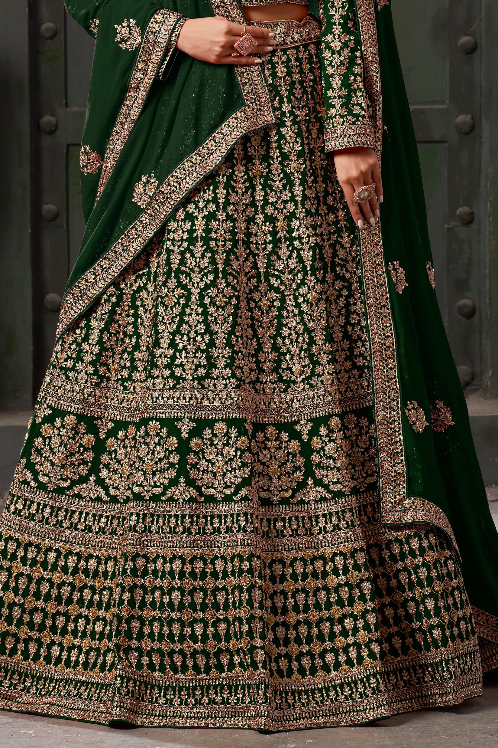 Green Readymade Heavy Work Georgette Lehenga-LC125_5_SareeButa.com