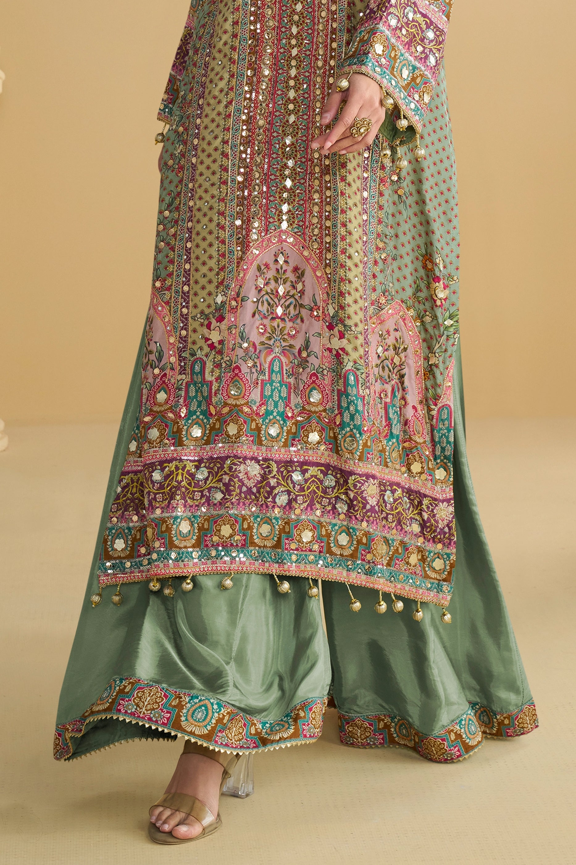 Green Readymade Printed Crepe Palazzo Suit-SAR11067_5_SareeButa.com
