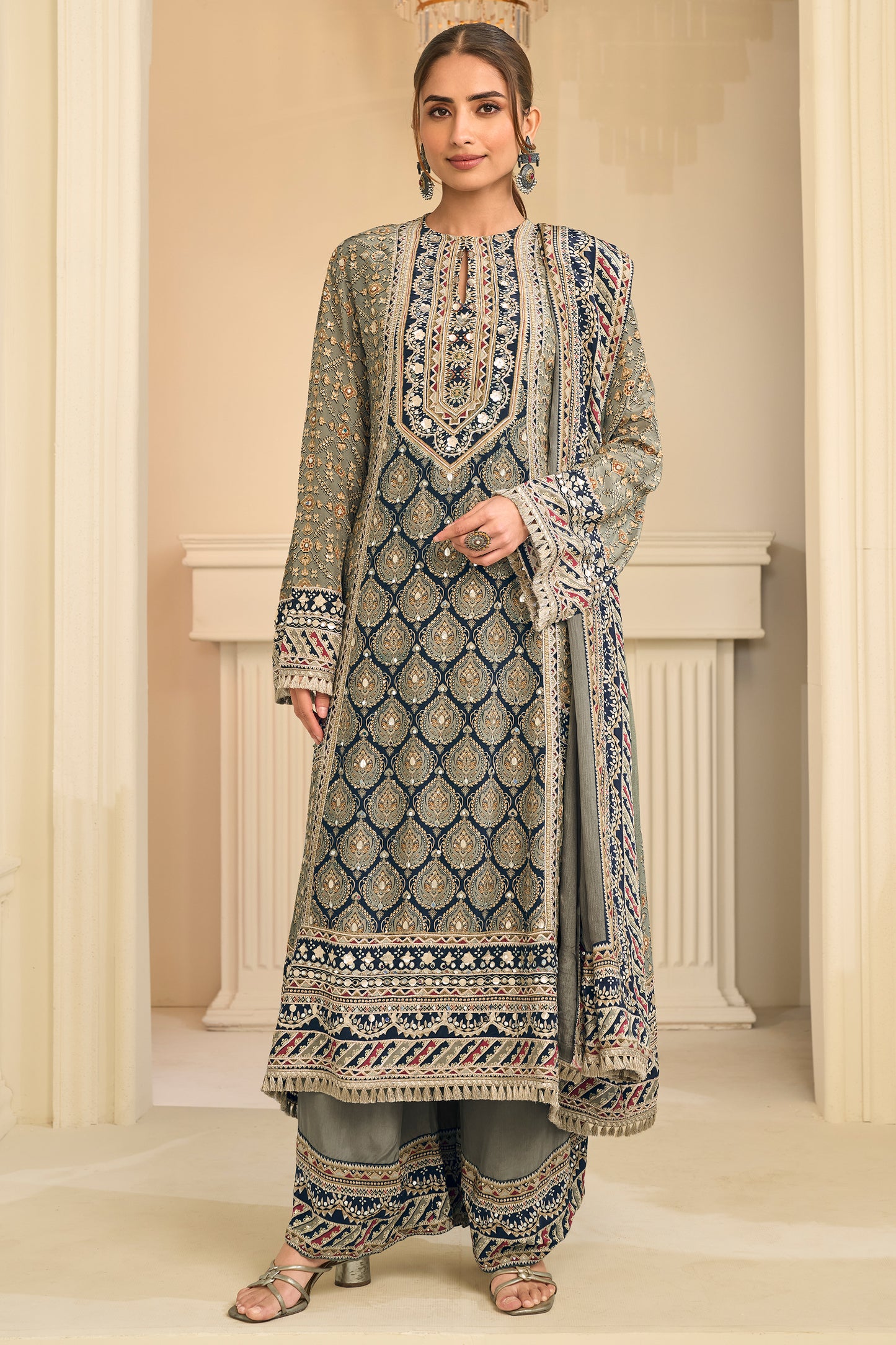 Green Readymade Satin Crepe Palazzo Suit-SAR13081_1_SareeButa.com