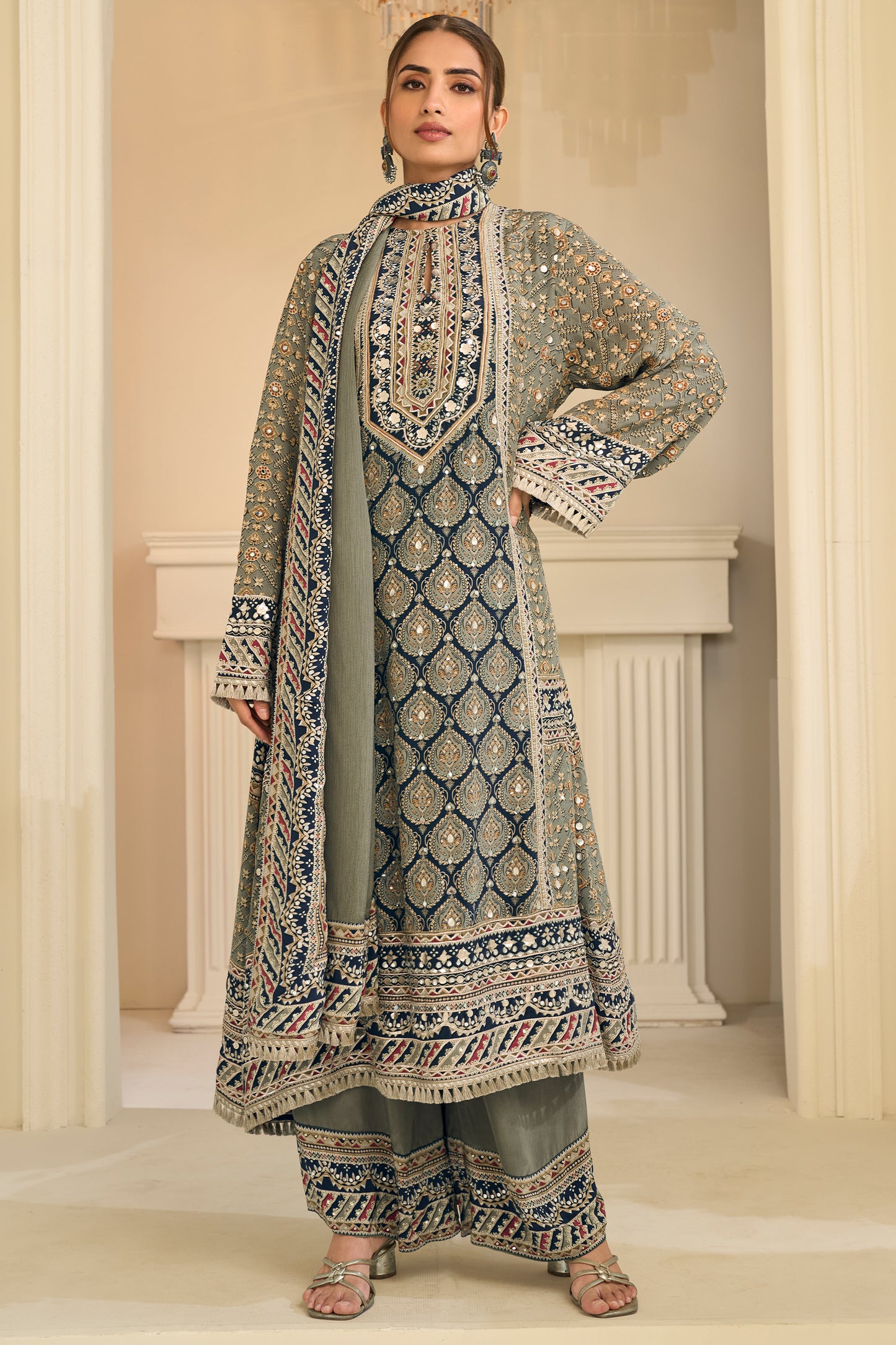 Green Readymade Satin Crepe Palazzo Suit-SAR13081_4_SareeButa.com