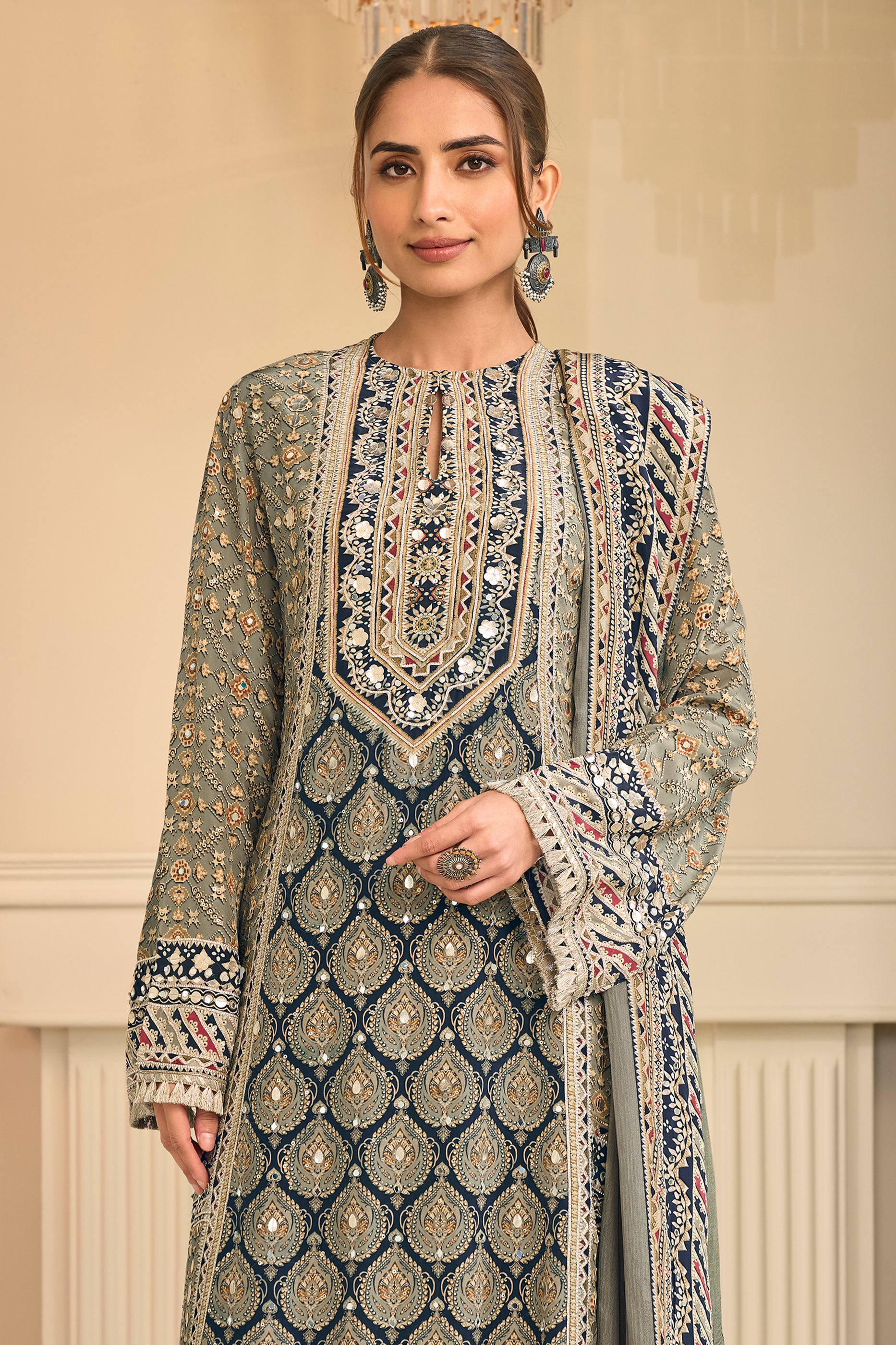 Green Readymade Satin Crepe Palazzo Suit-SAR13081_5_SareeButa.com