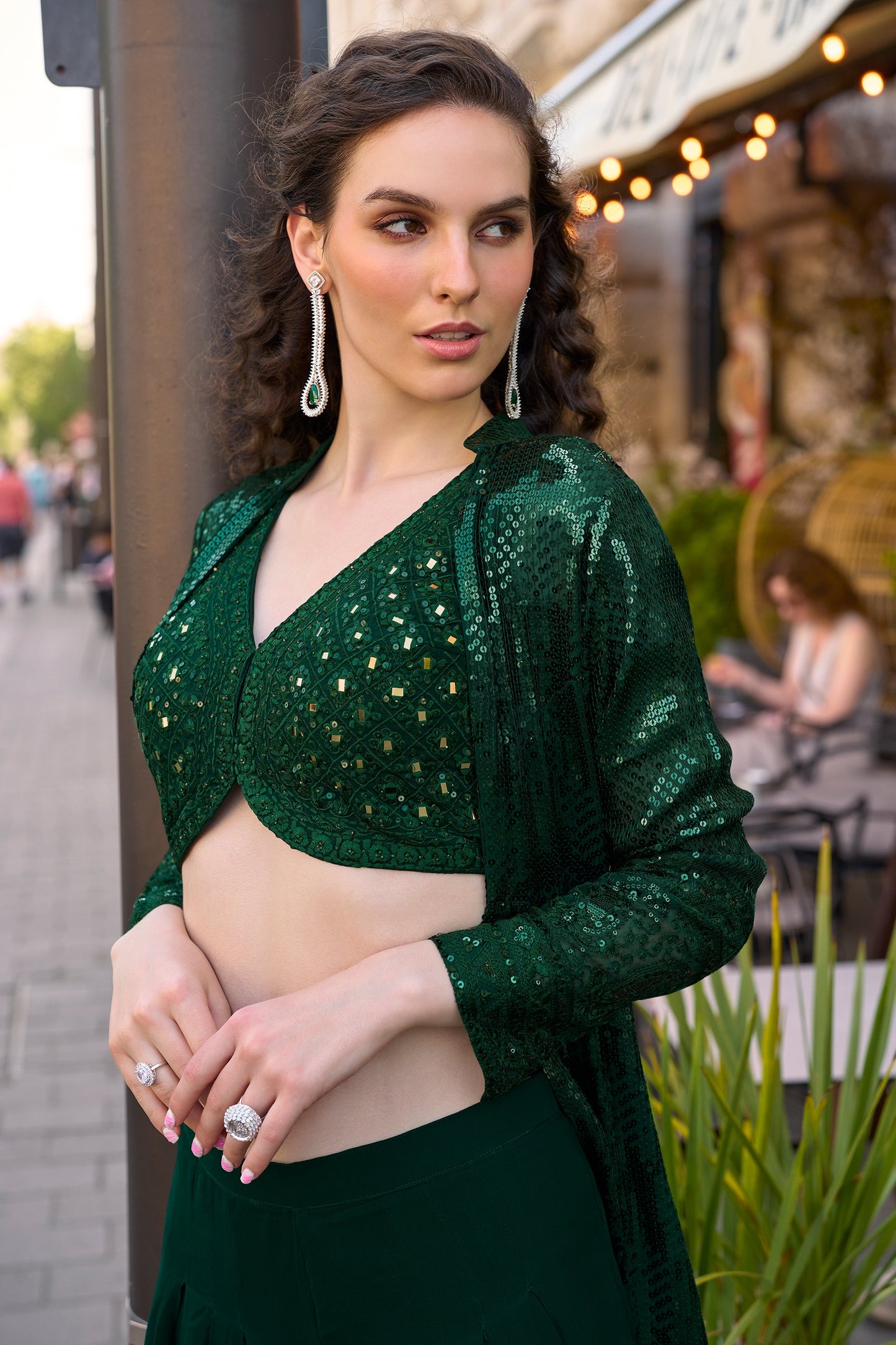 Green Readymade Sequined Georgette Palazzo Set-SAR10515_2_SareeButa.com