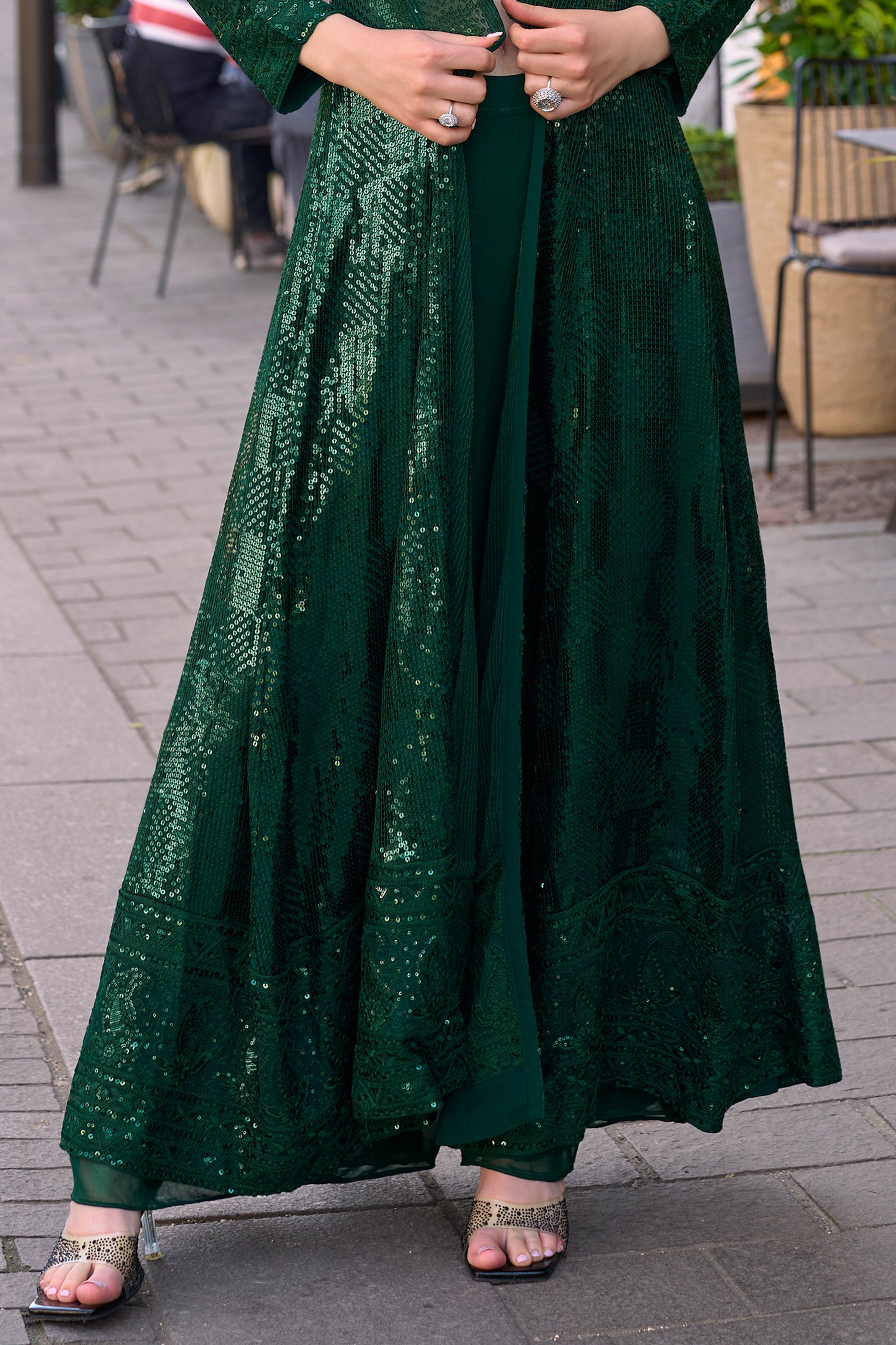 Green Readymade Sequined Georgette Palazzo Set-SAR10515_5_SareeButa.com