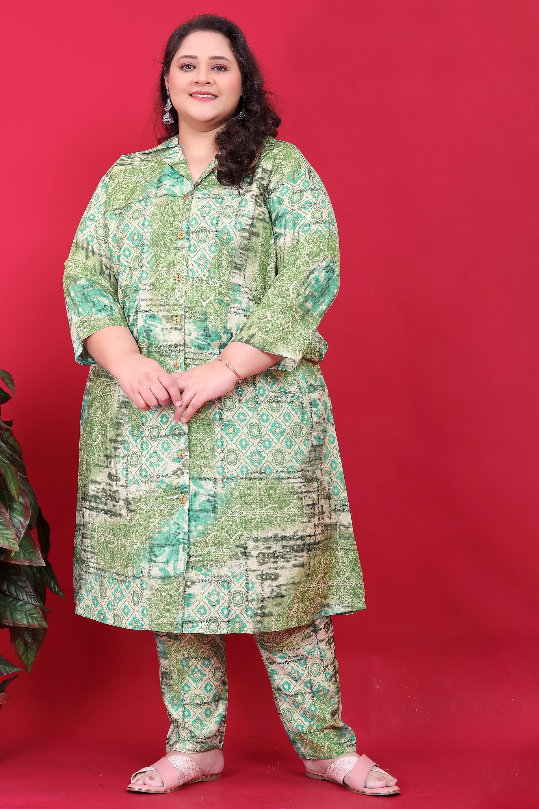 Green Readymade Silk Co Ord Set-SAR11776_1_SareeButa.com