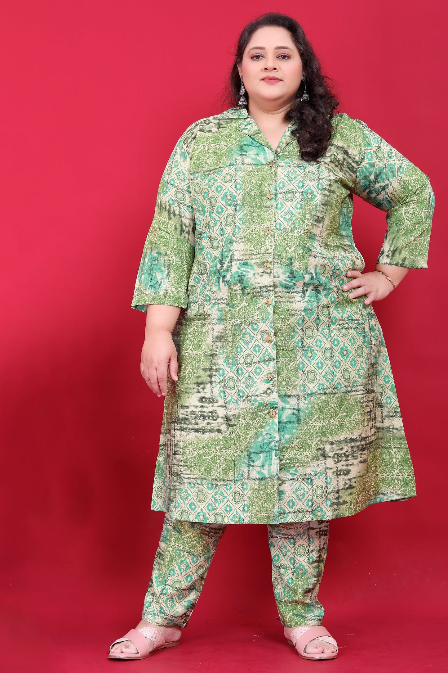 Green Readymade Silk Co Ord Set-SAR11776_4_SareeButa.com