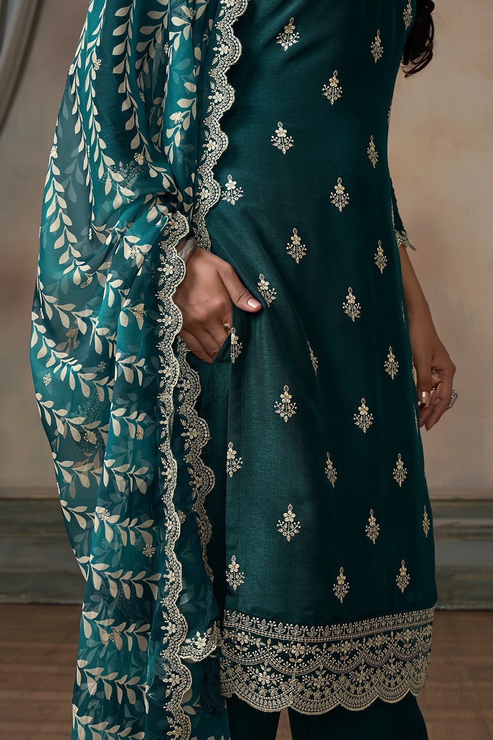 Green Readymade Silk Suit-SS310_5_SareeButa.com