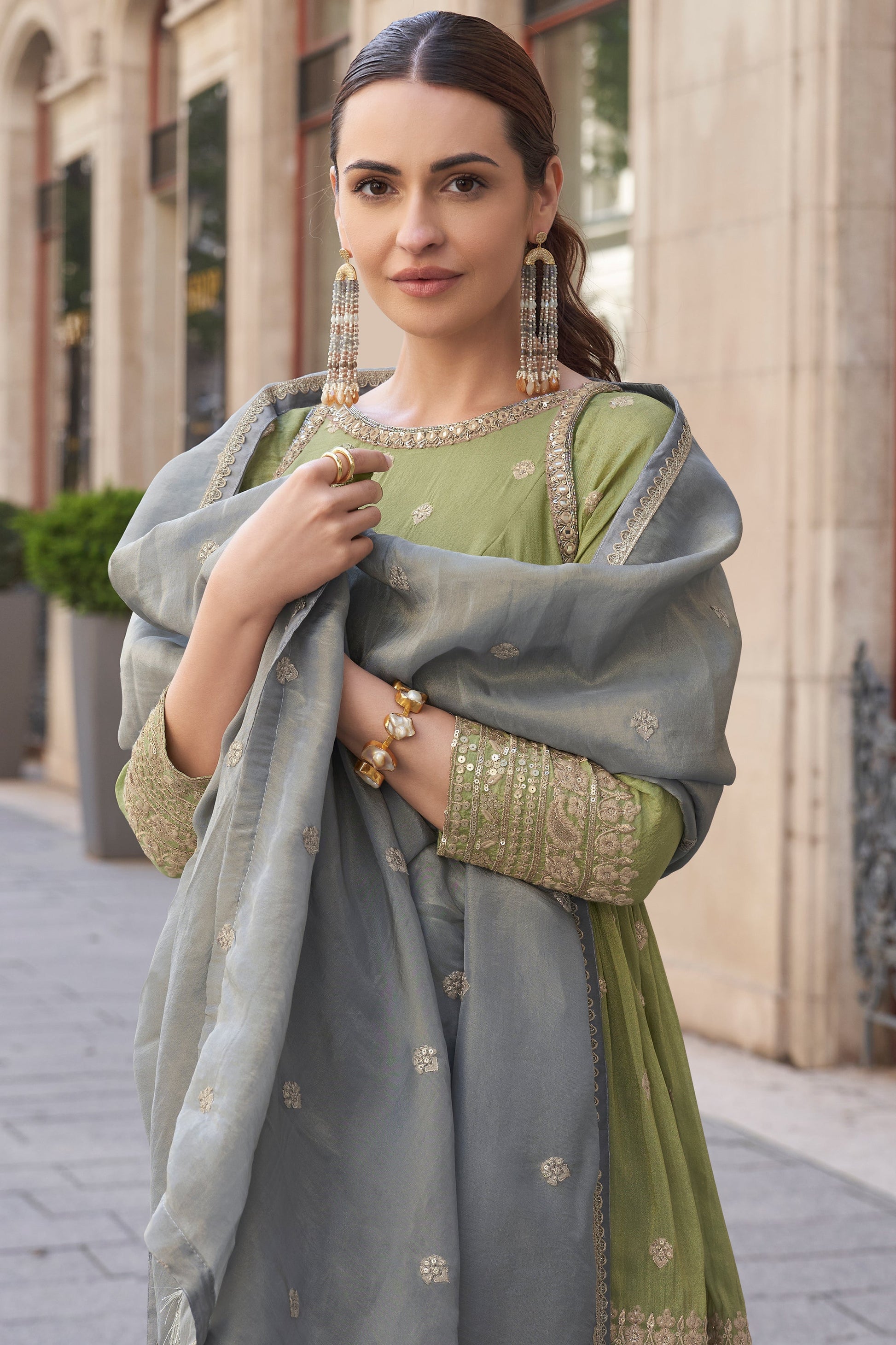 Green Readymade Simar Silk Sharara Suit-SS622_4_SareeButa.com