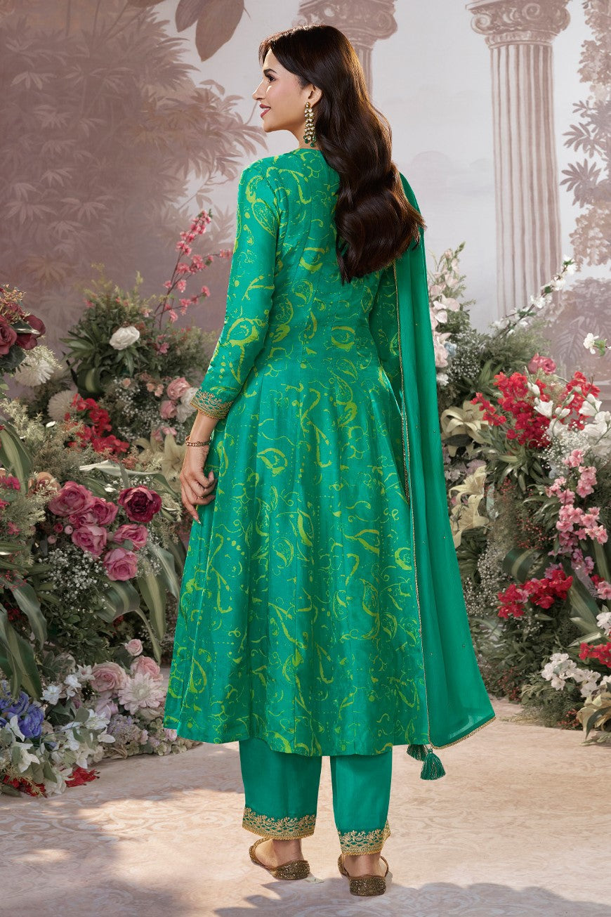 Green Readymade Viscose Silk Anarkali Suit-SS974_3_SareeButa.com