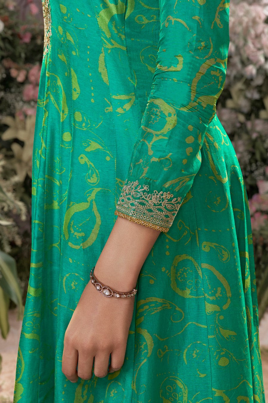 Green Readymade Viscose Silk Anarkali Suit-SS974_6_SareeButa.com